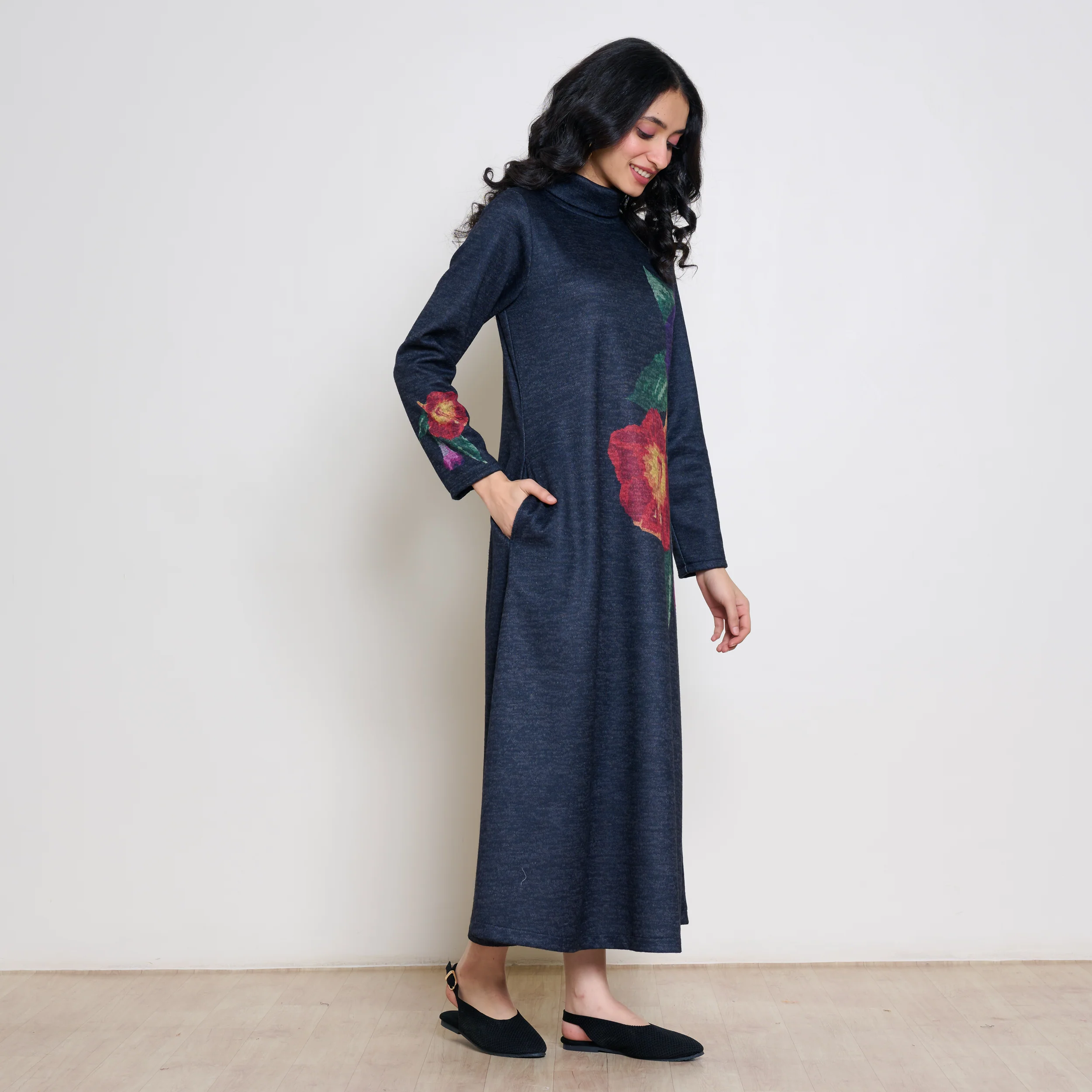 Orchid Woollen Statement Dress - Black - Image 7
