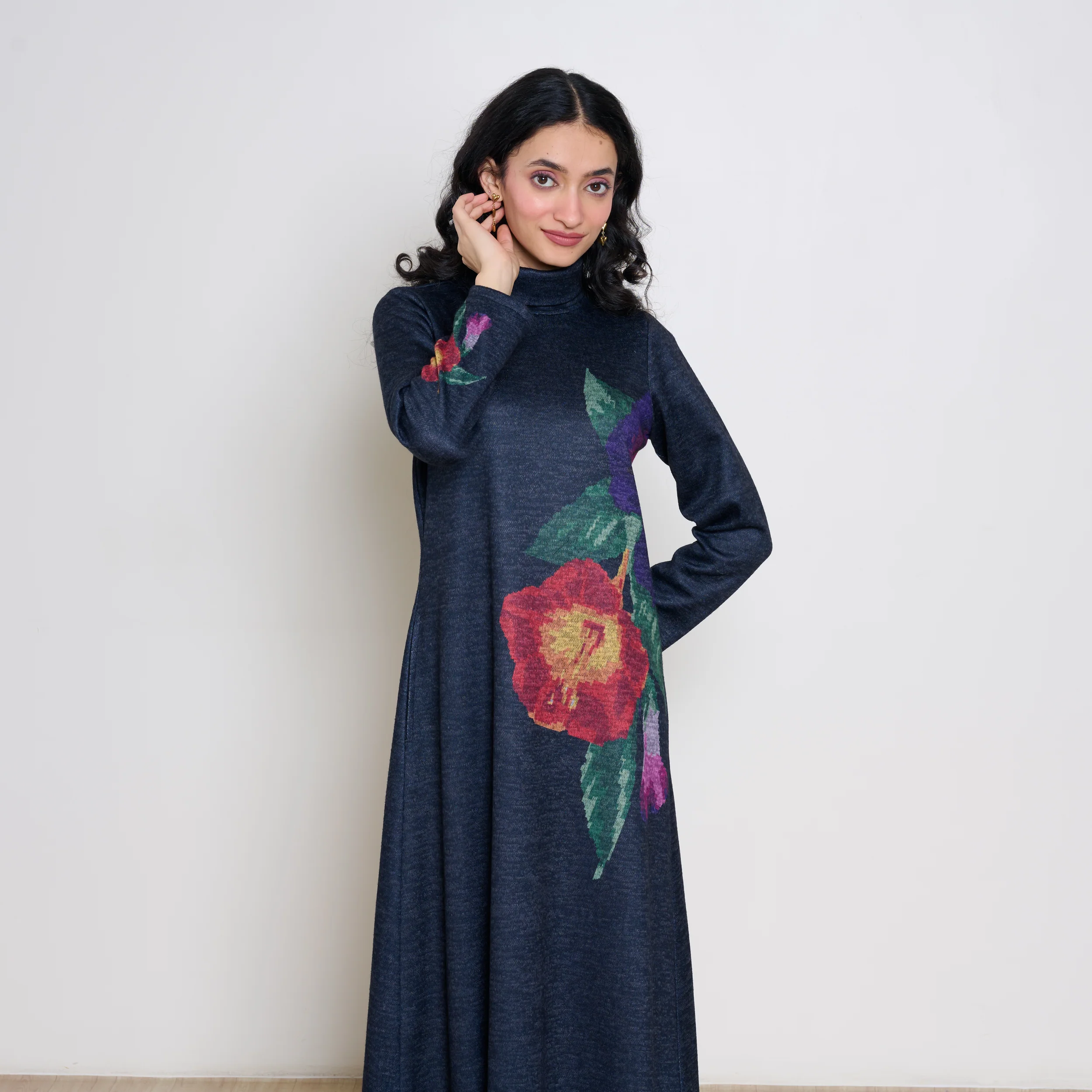 Orchid Woollen Statement Dress - Black - Image 8