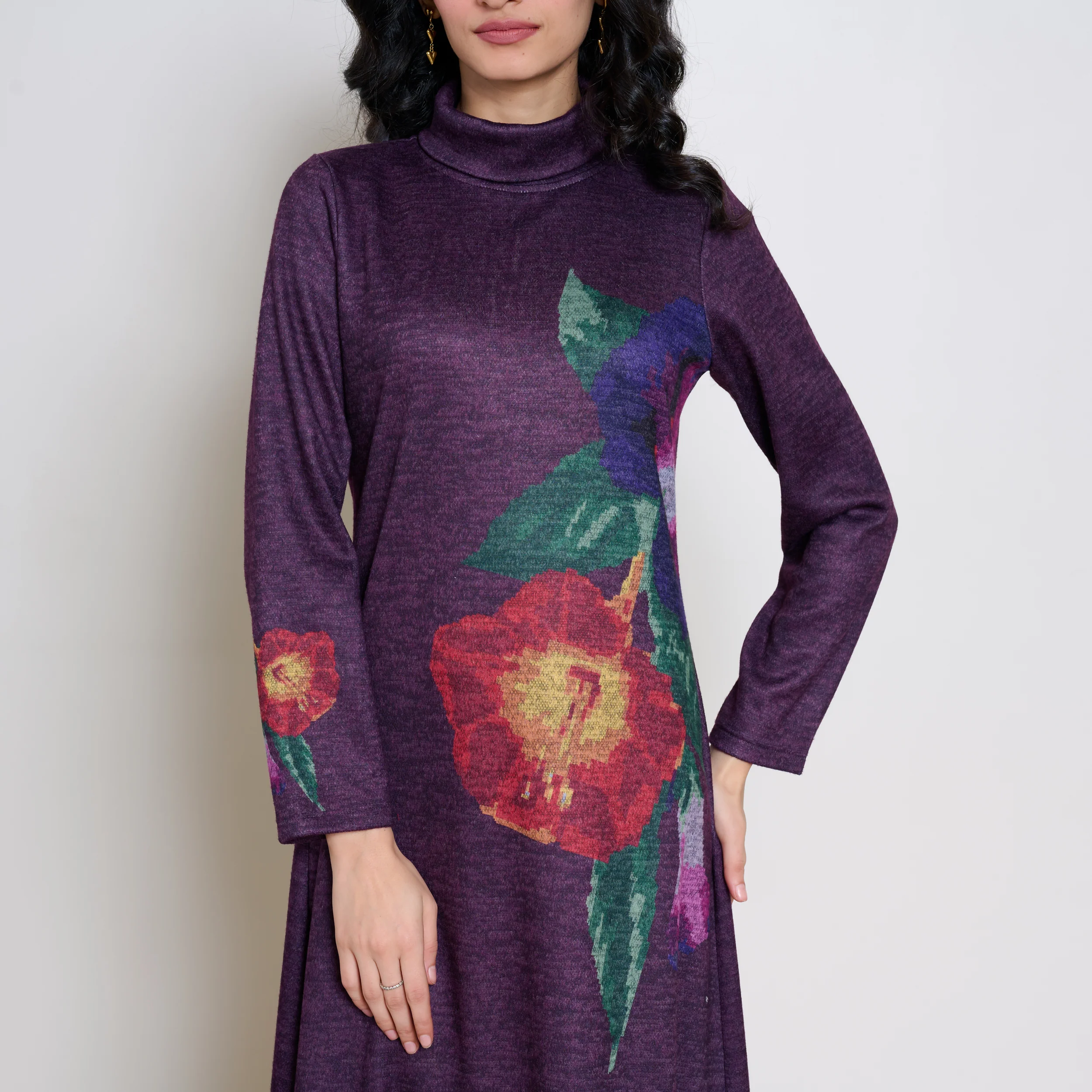Orchid Woollen Statement Dress - Cherry Lacquer - Image 2