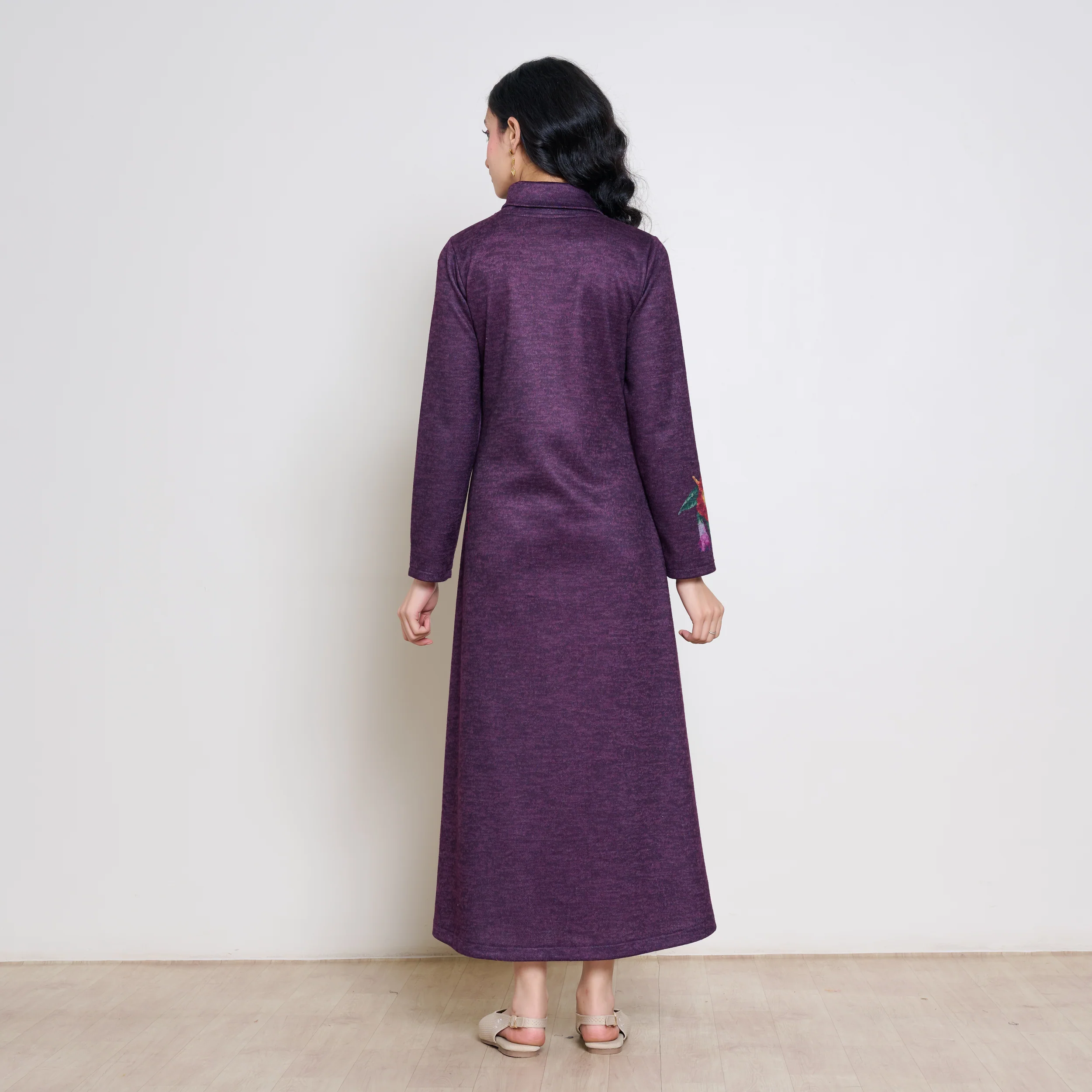 Orchid Woollen Statement Dress - Cherry Lacquer - Image 3