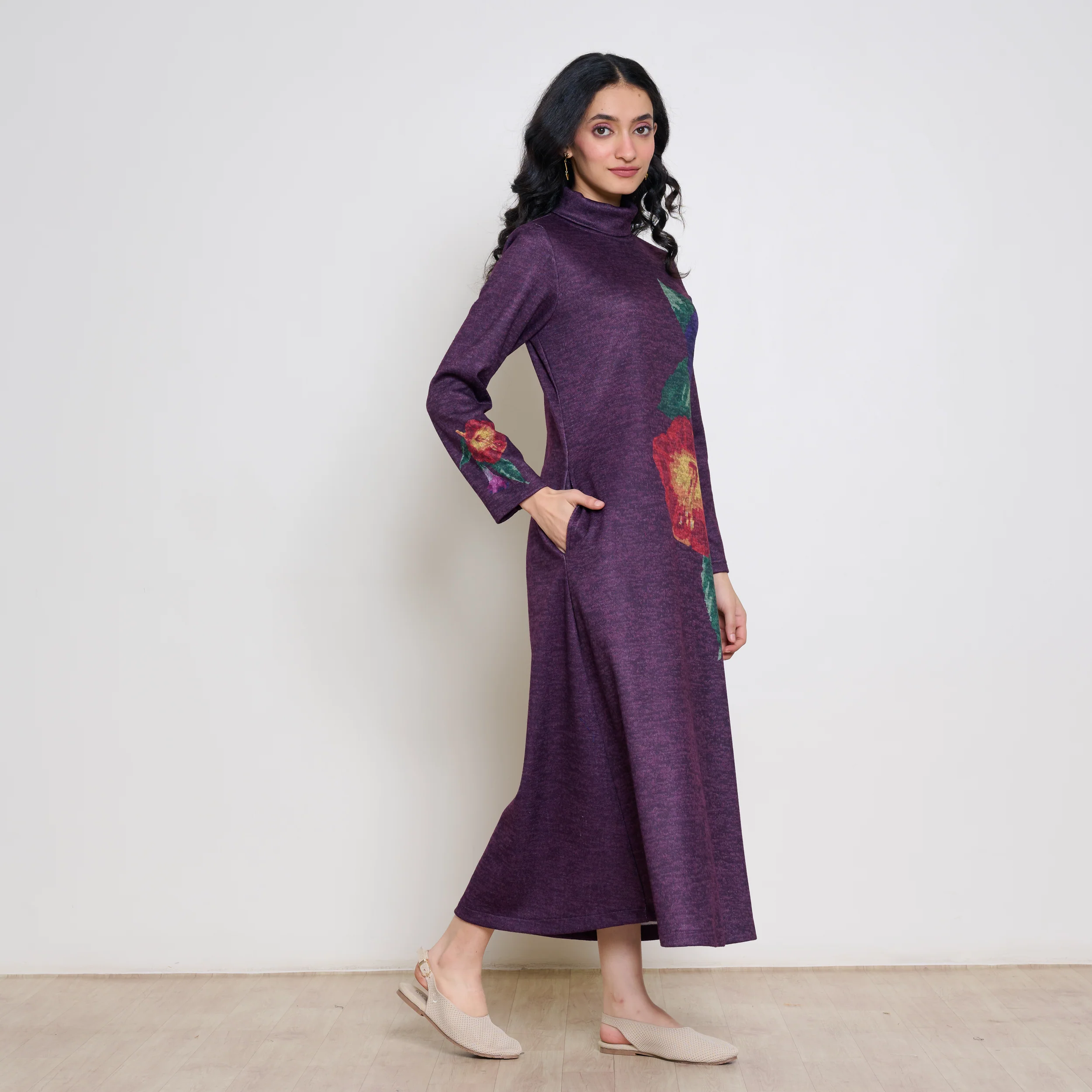 Orchid Woollen Statement Dress - Cherry Lacquer - Image 5