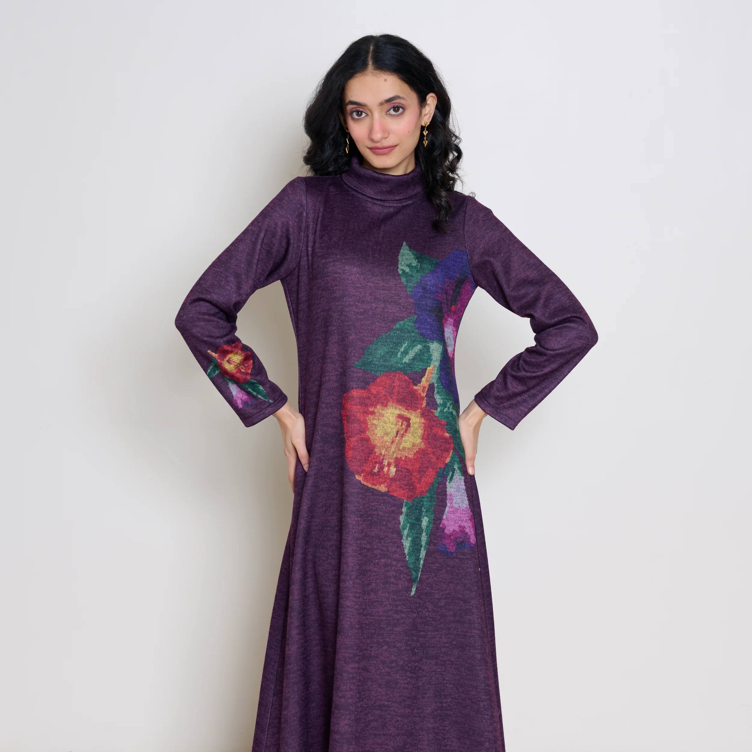 Orchid Woollen Statement Dress - Cherry Lacquer - Image 6