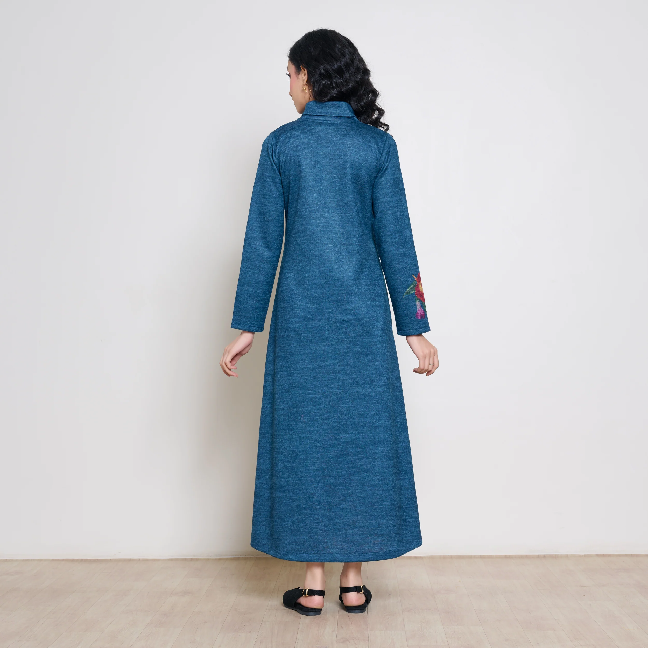 Orchid Woollen Statement Dress - Transformative Teal - Image 3