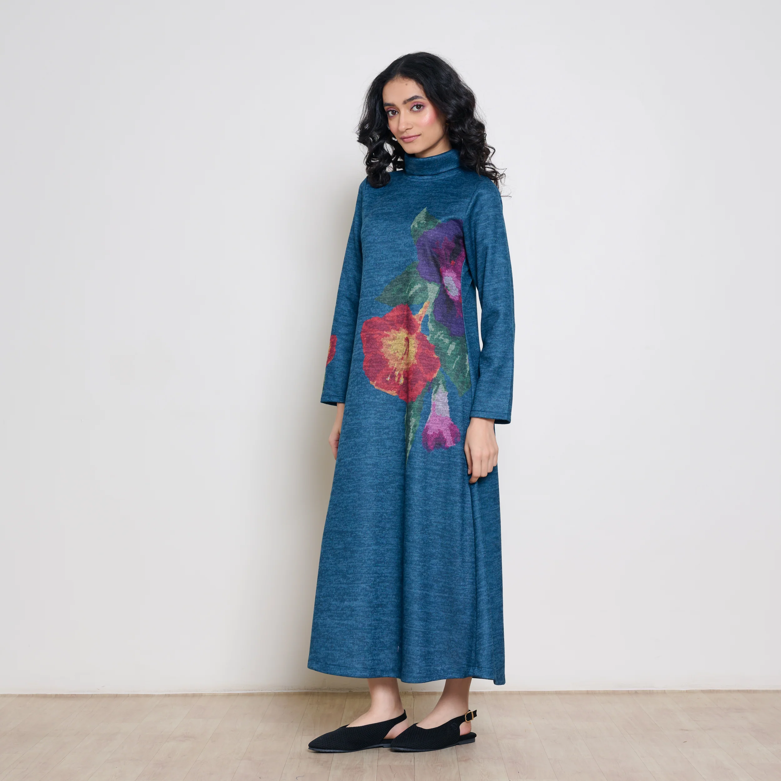 Orchid Woollen Statement Dress - Transformative Teal - Image 5