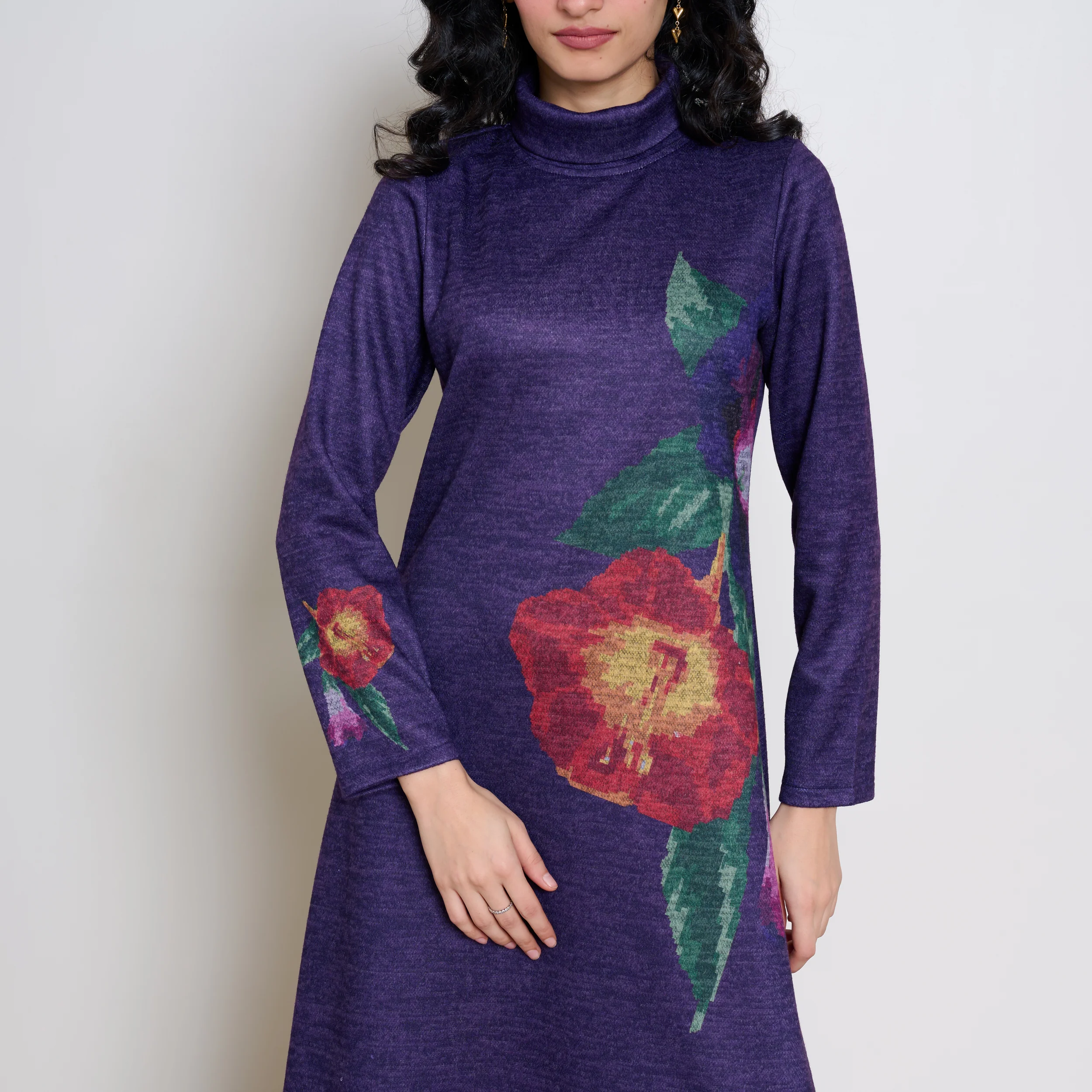 Orchid Woollen Statement Dress - Violet - Image 2