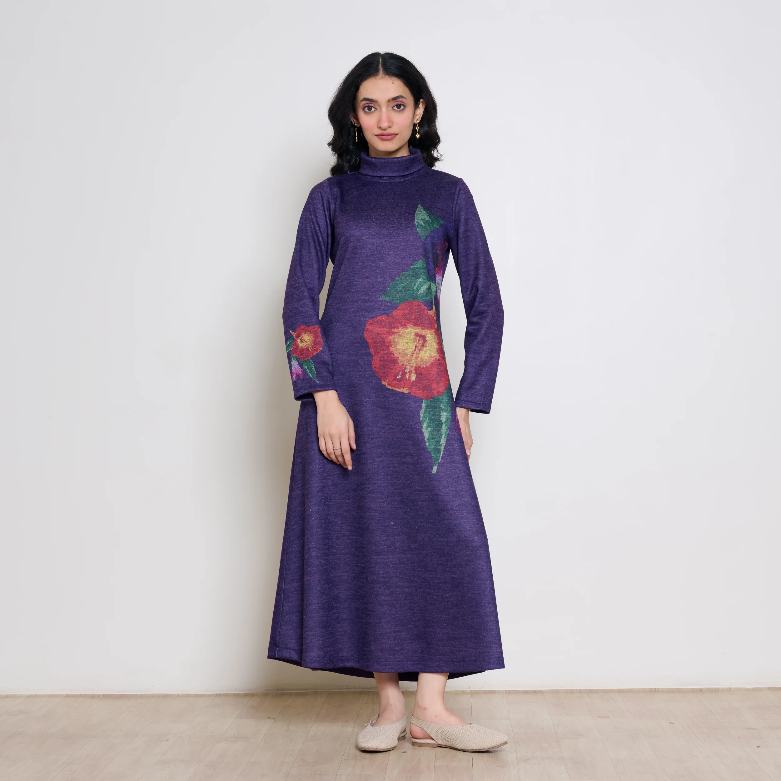 Orchid Woollen Statement Dress - Violet - Image 4