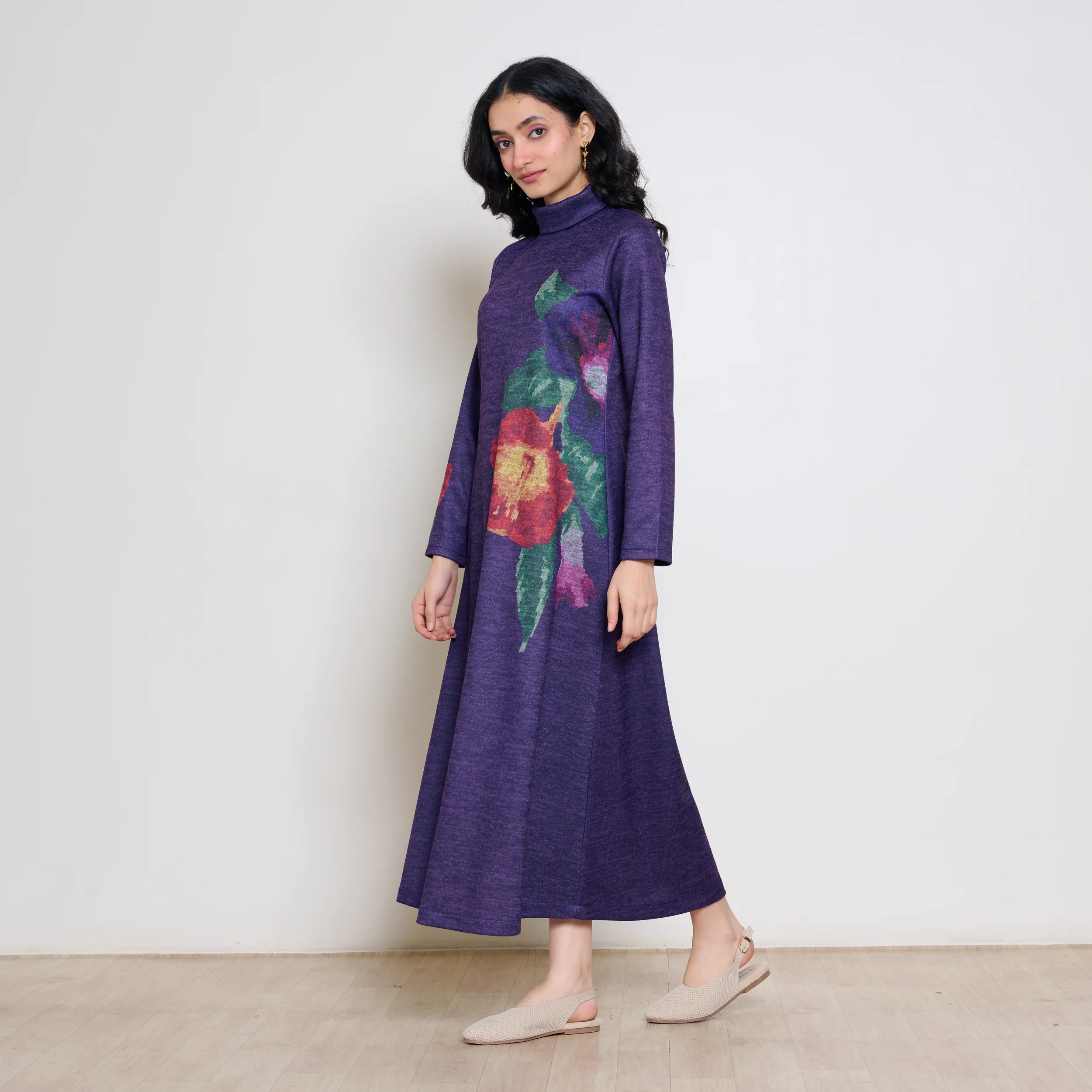 Orchid Woollen Statement Dress - Violet - Image 5