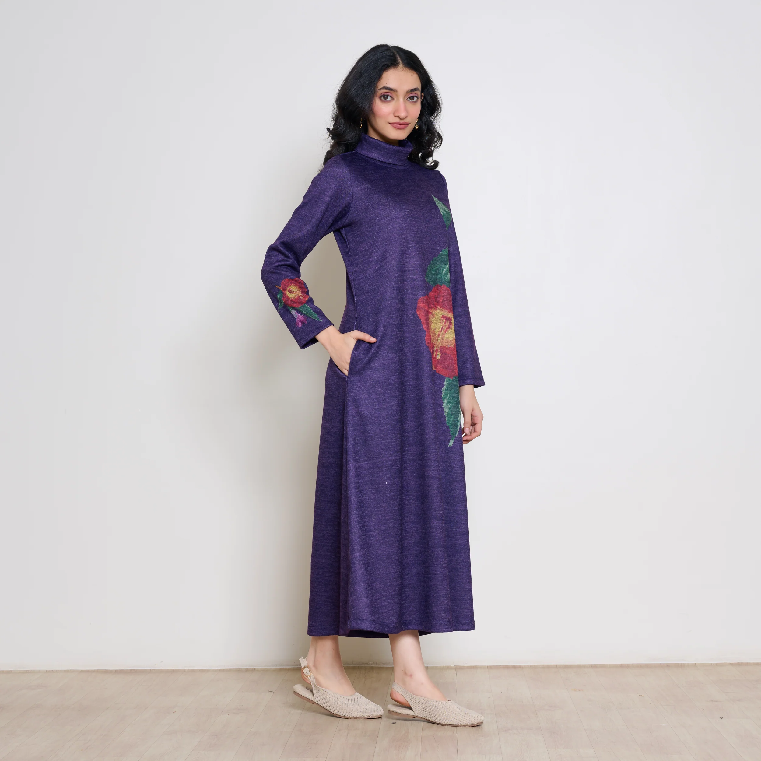 Orchid Woollen Statement Dress - Violet - Image 6