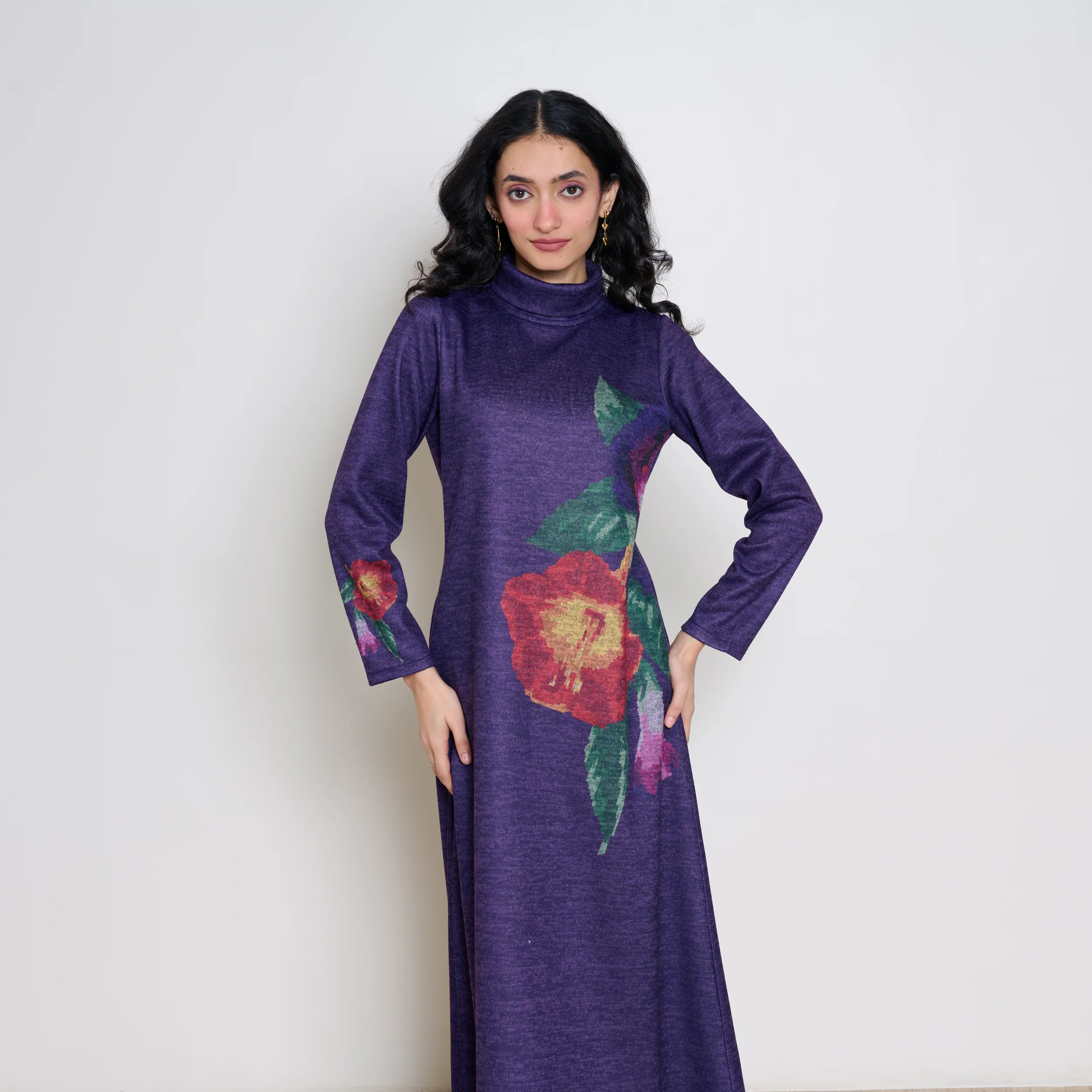Orchid Woollen Statement Dress - Violet - Image 7