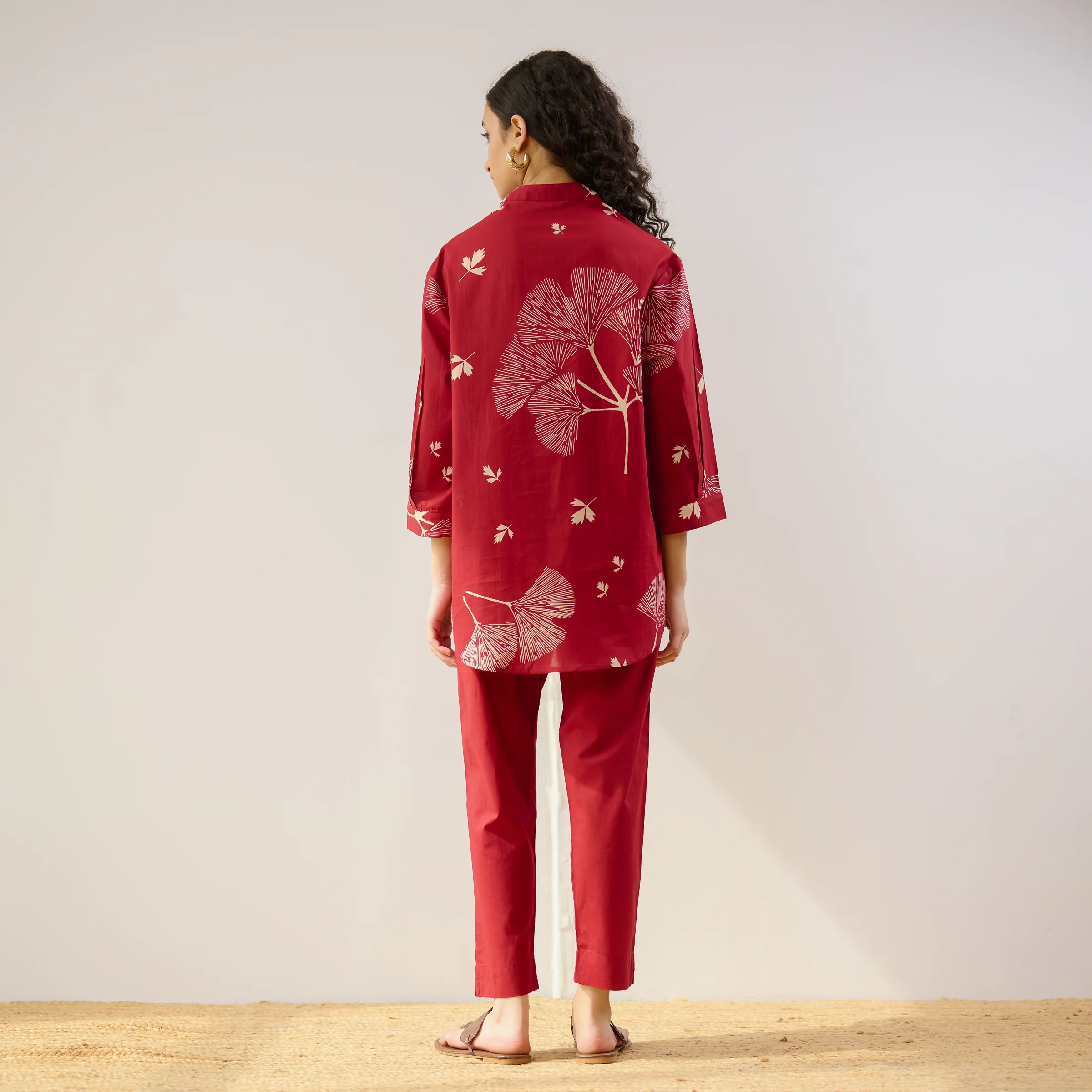 Palm Cotton Co-ord Set - Blood Red - Image 7