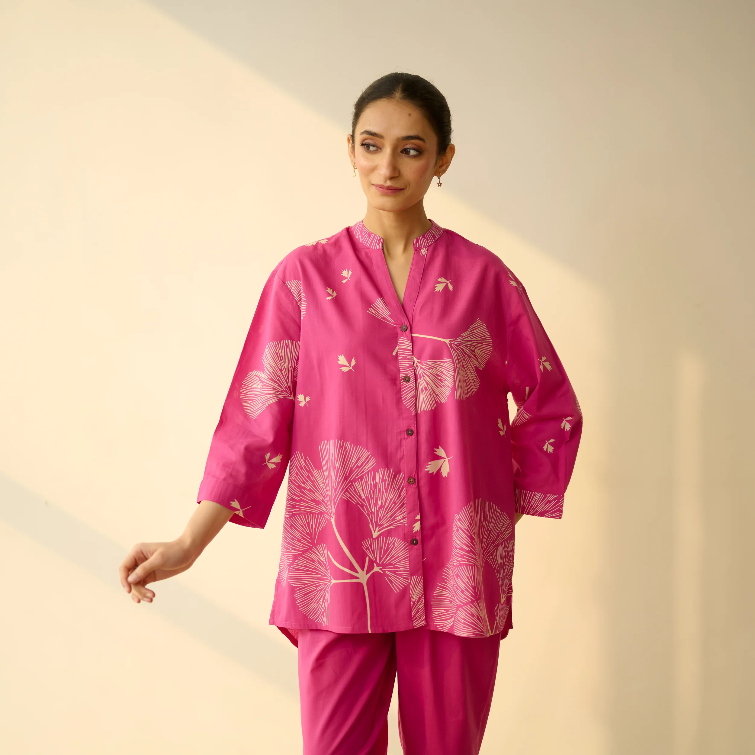 Palm Cotton Coord Set - Pink - Image 3