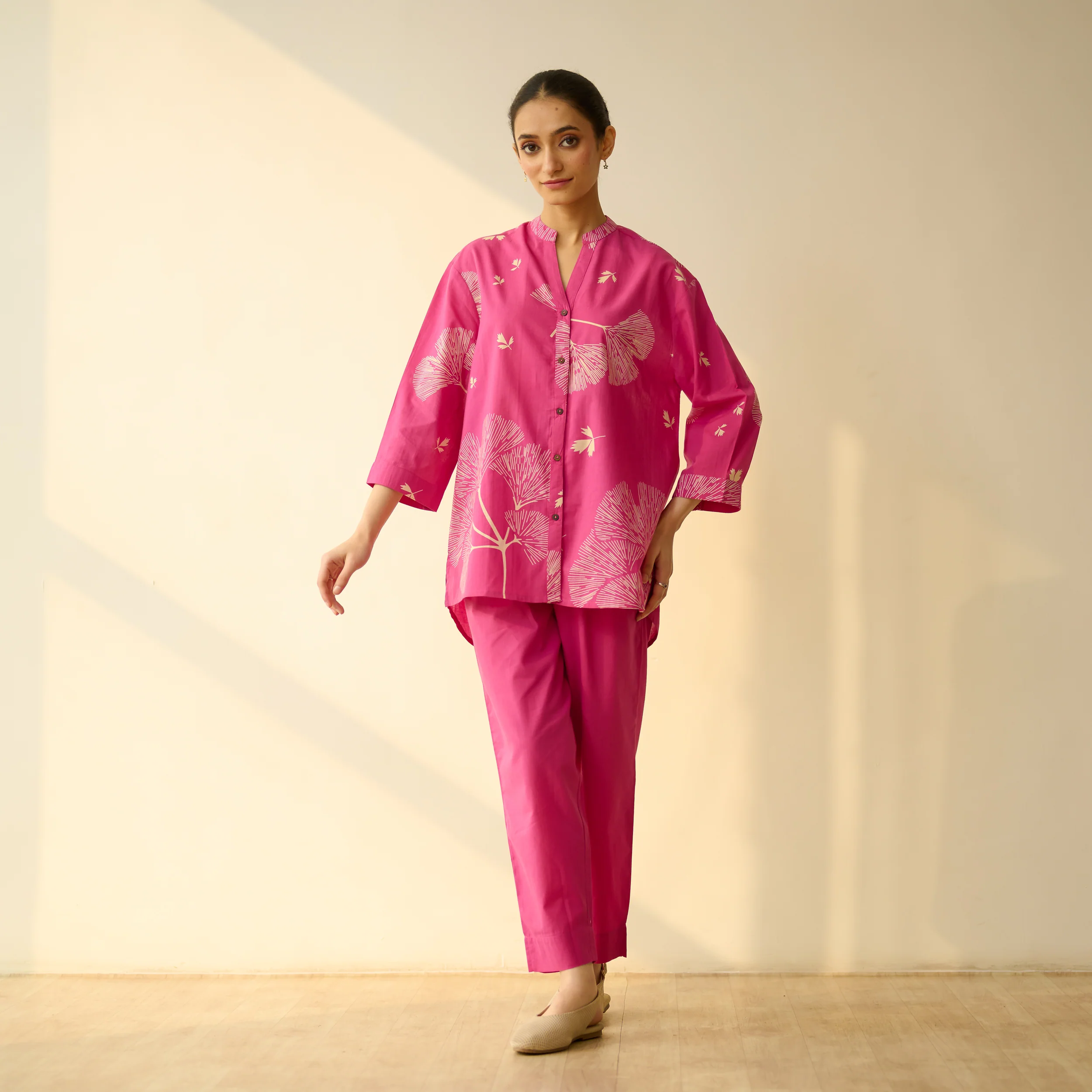 Palm Cotton Coord Set - Pink - Image 4