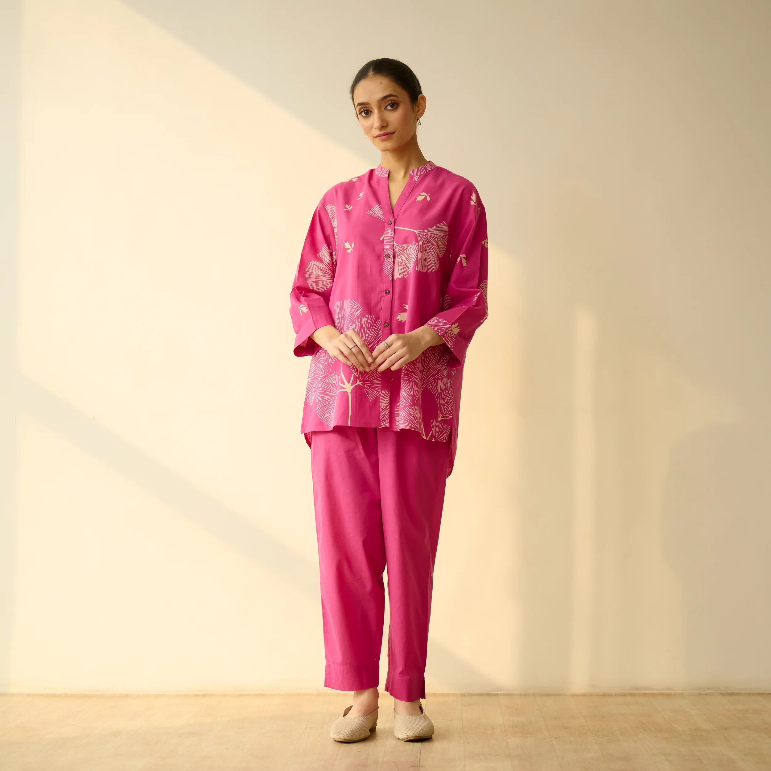 Palm Cotton Coord Set - Pink - Image 5