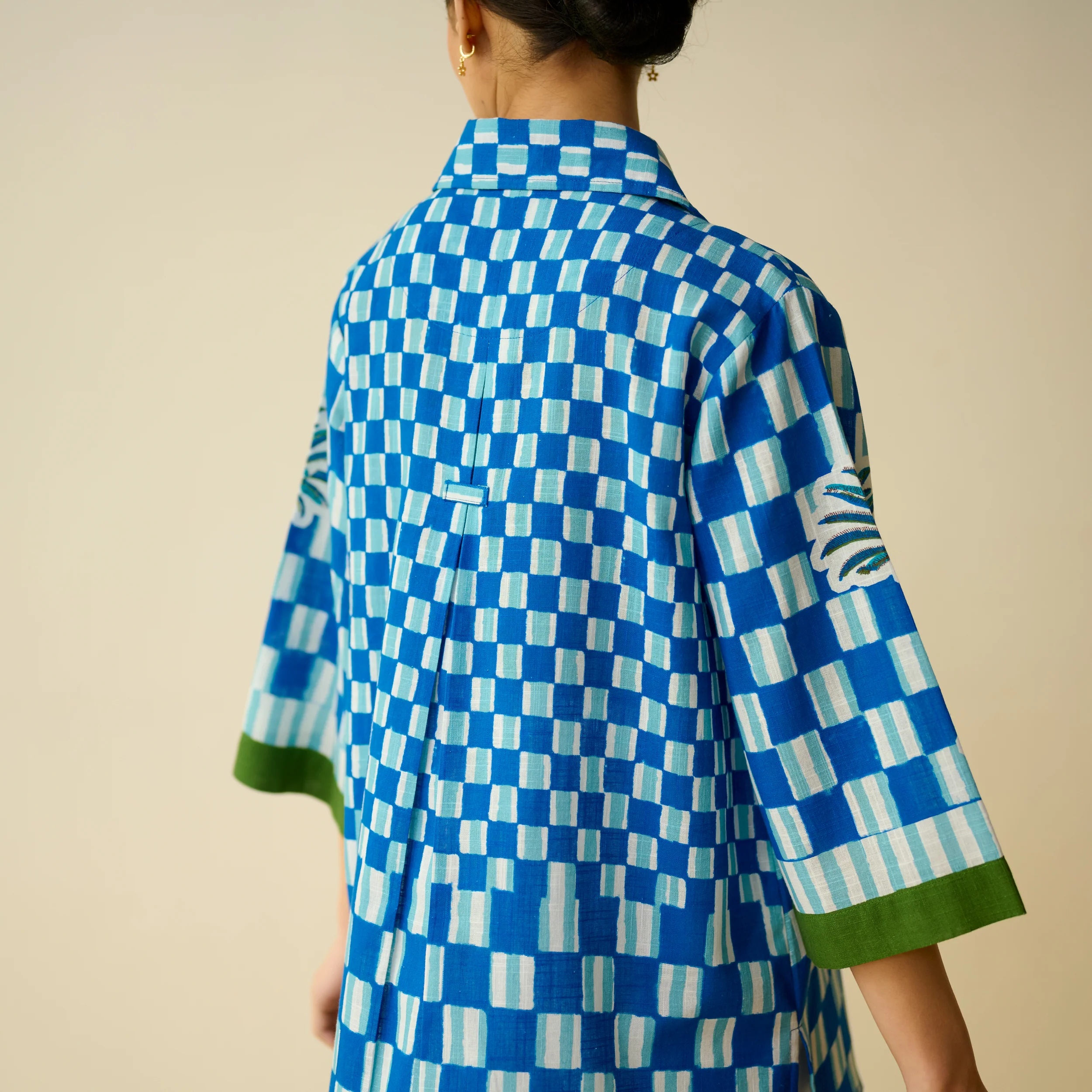 Palm Paradise Fine Slub Cotton Shirt - Blue - Image 4