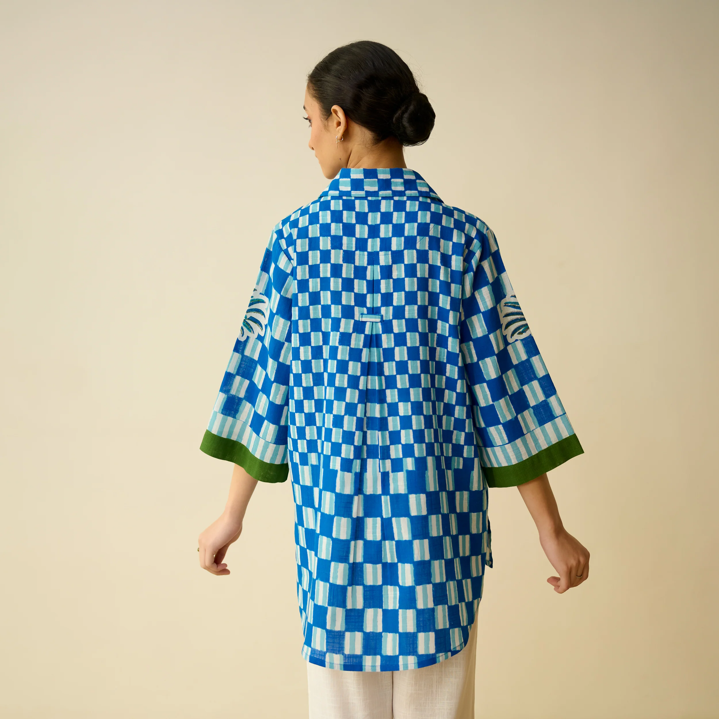 Palm Paradise Fine Slub Cotton Shirt - Blue - Image 8