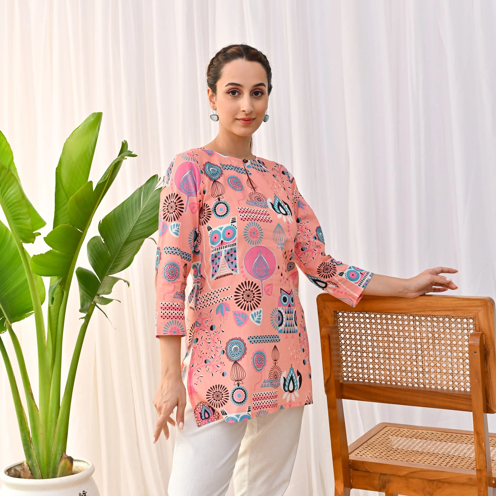 Peach Owl Printed Tunic - Image 5