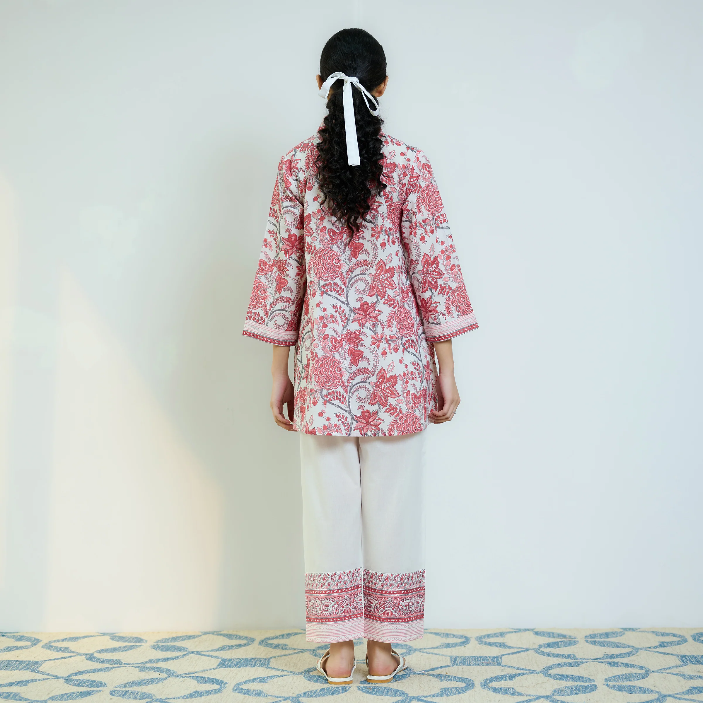 Peach Red Sanganeri Printed Cotton Co-ord Set - Image 6