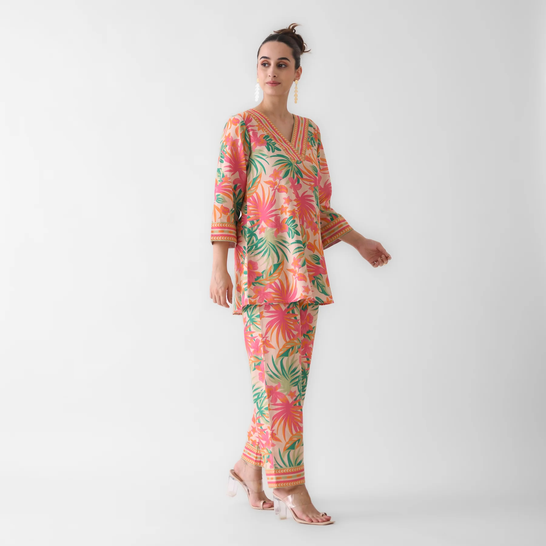 Peach Tropical Cotton Co-ord Set - Image 4