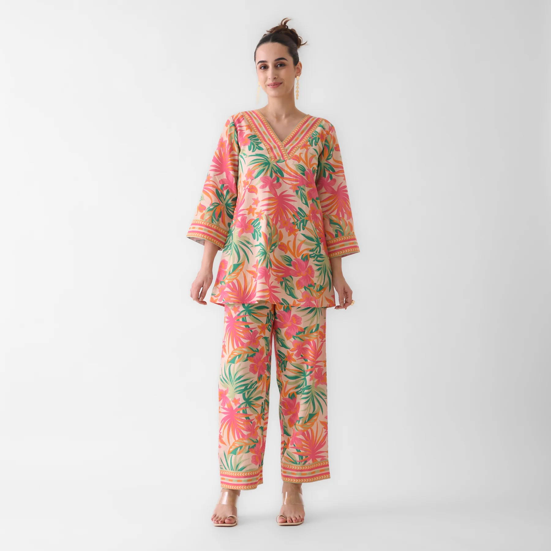 Peach Tropical Cotton Co-ord Set - Image 5
