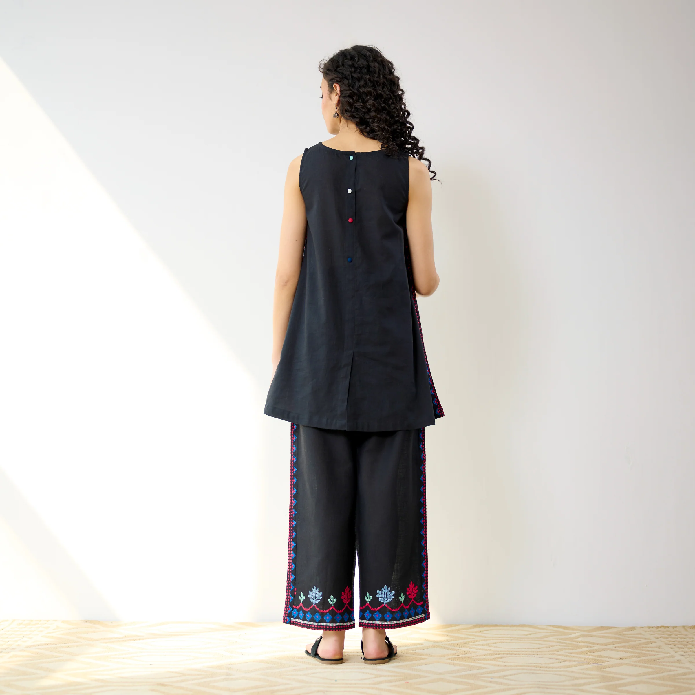 Pehar Statement Embroidered Cotton Co-ord Set - Black - Image 8