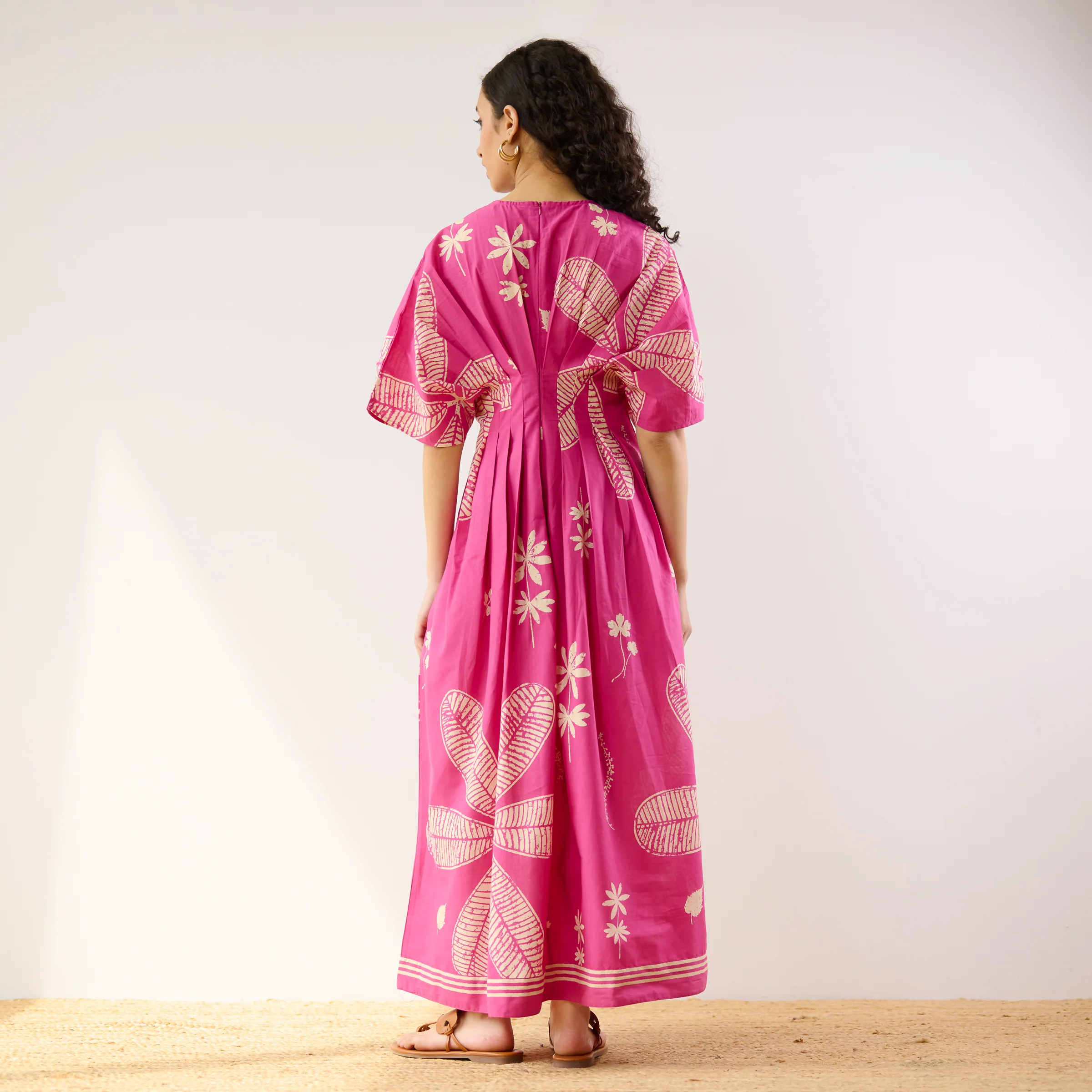 Periwinkle Pleated Cotton Maxi Dress - Pink - Image 7