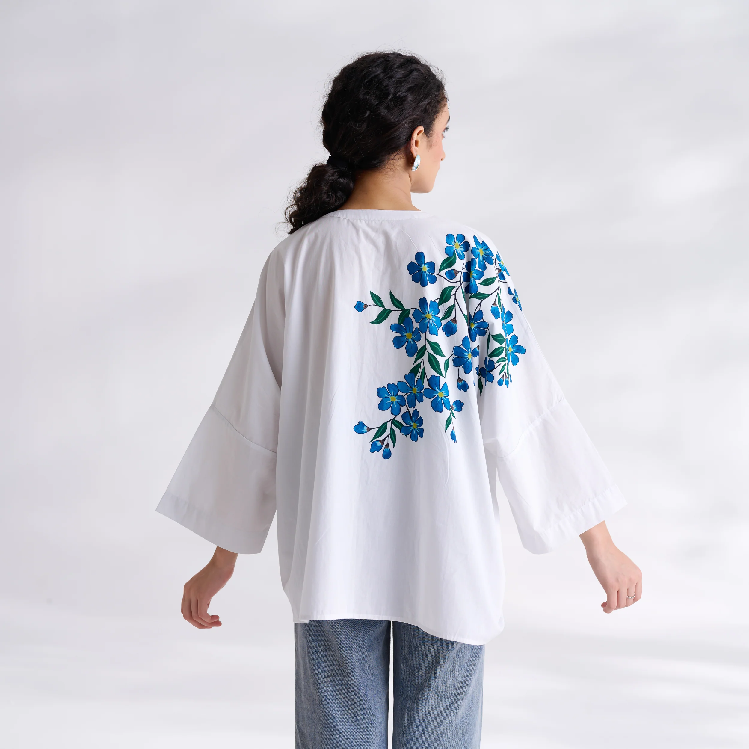 Petals on Cloud Cotton Shirt - Blue - Image 4