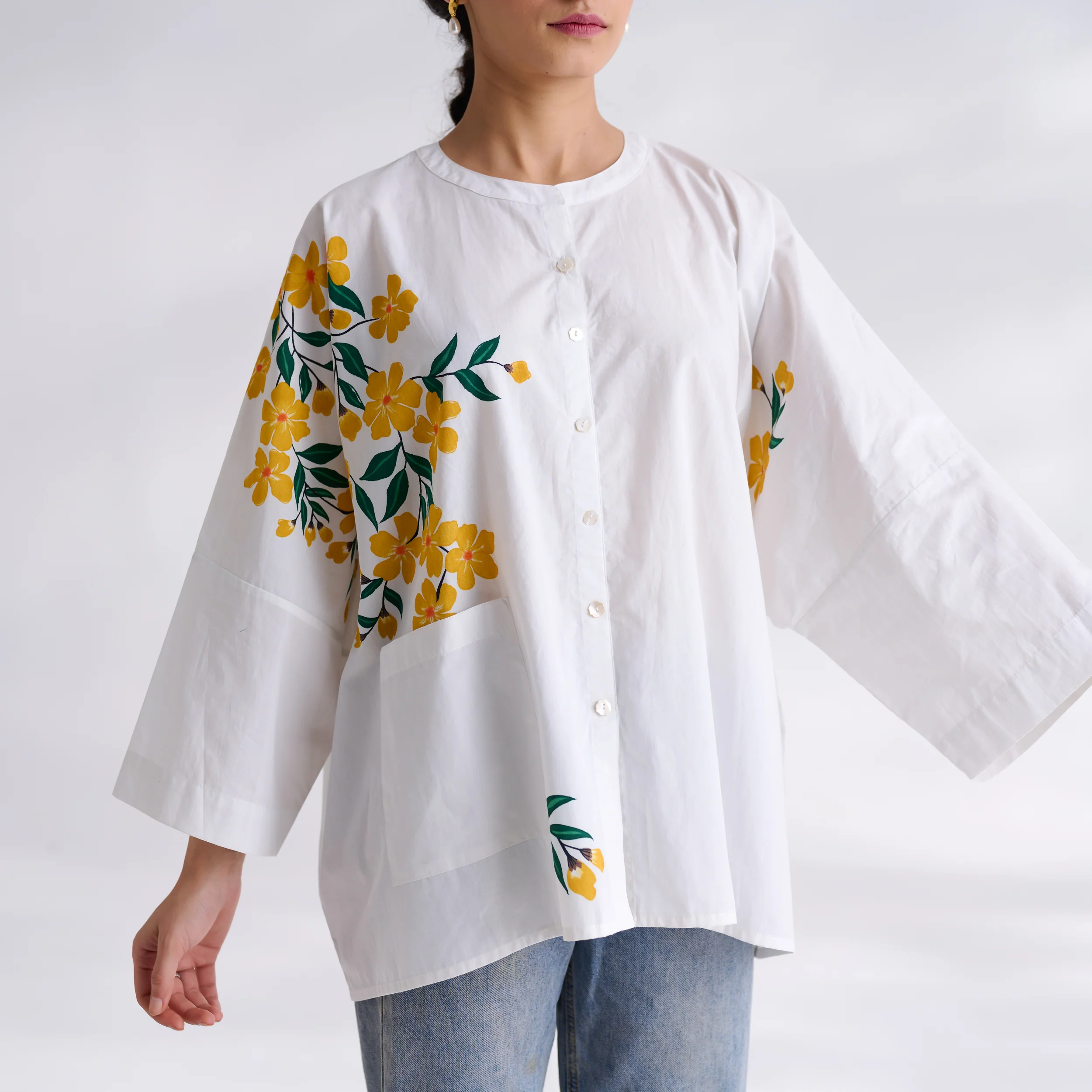 Petals on Cloud Cotton Shirt - Yellow - Image 3