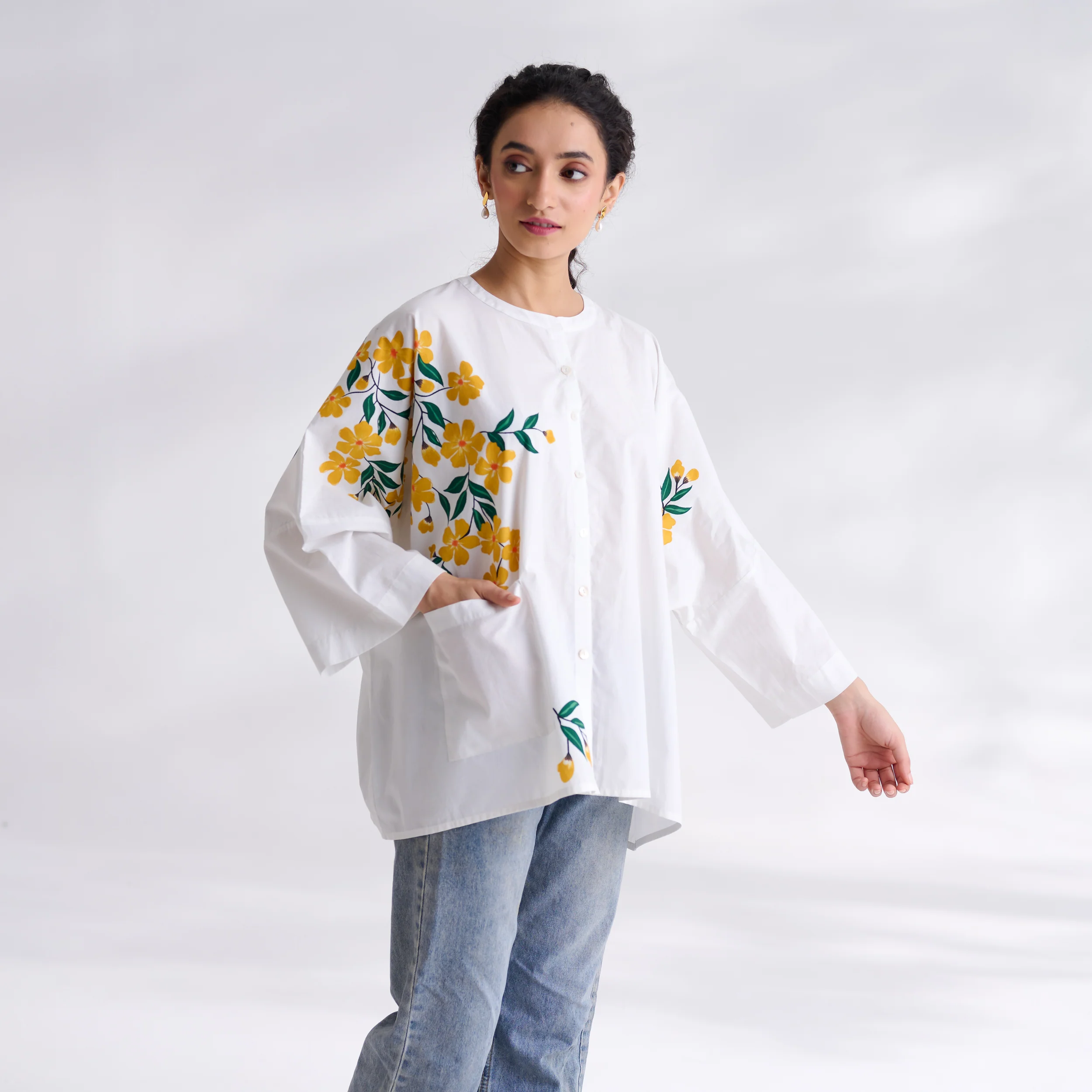Petals on Cloud Cotton Shirt - Yellow - Image 5