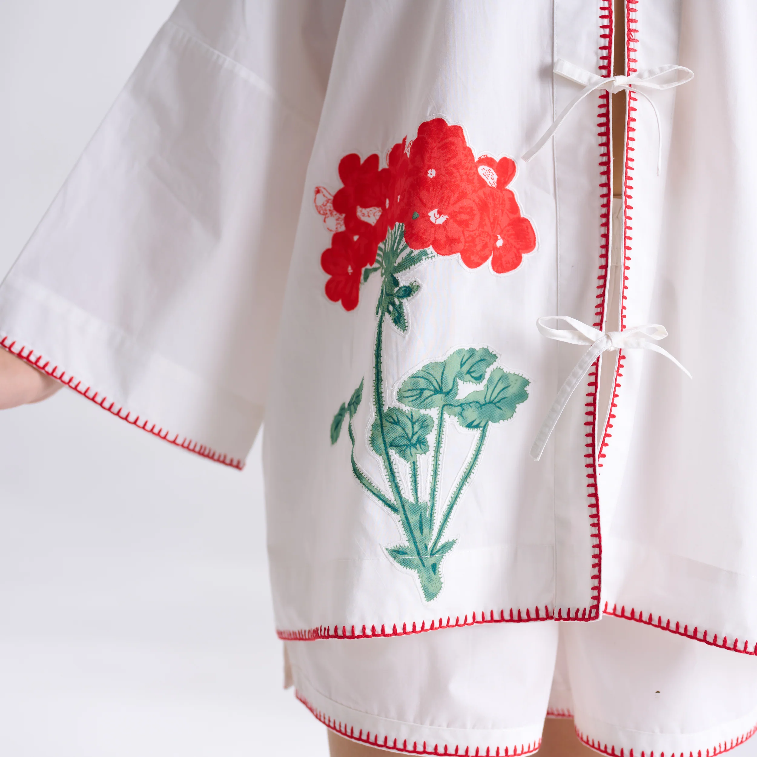 Petals on Cloud Embroidered Co-ord Set - Coral - Image 2