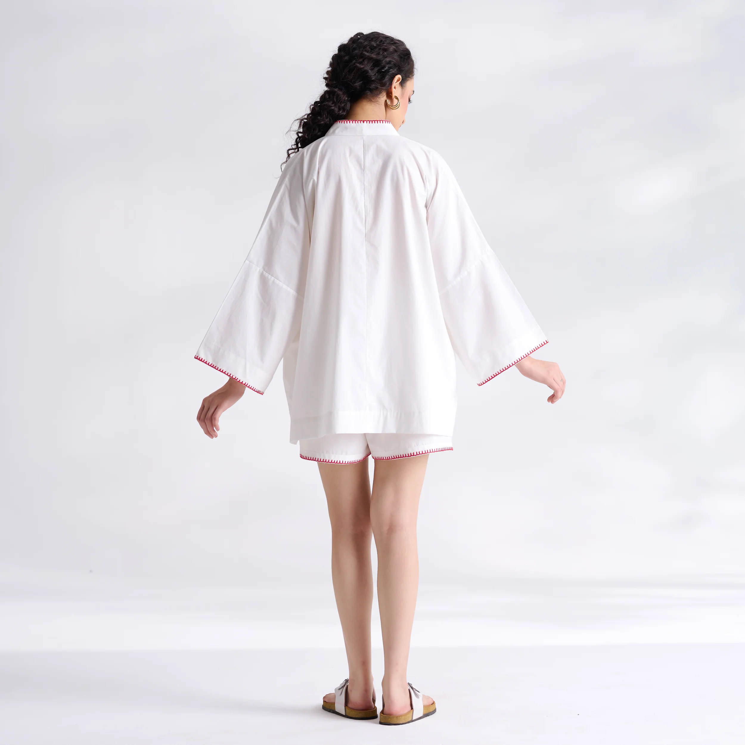 Petals on Cloud Embroidered Co-ord Set - Coral - Image 5