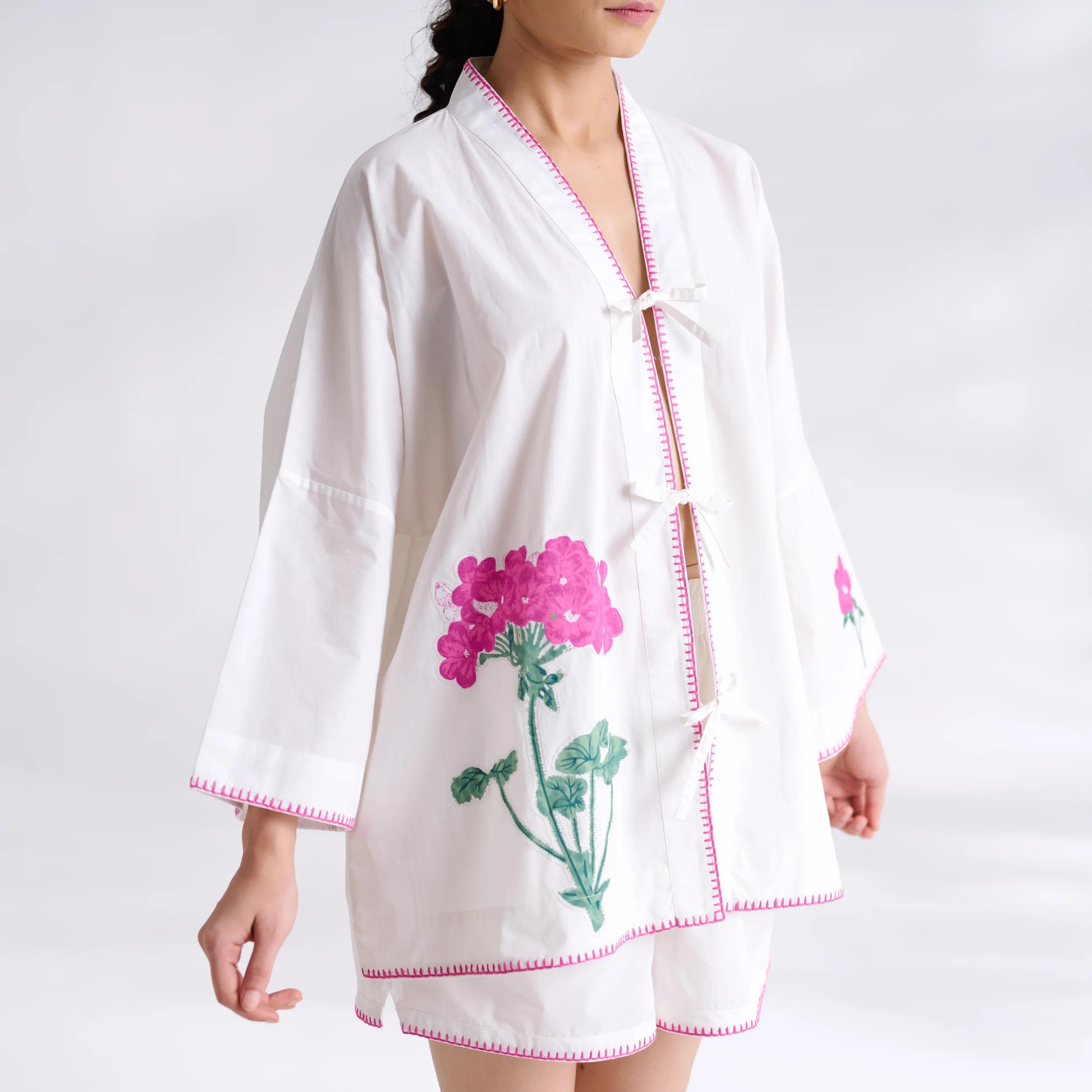 Petals on Cloud Embroidered Co-ord Set - Pink - Image 2