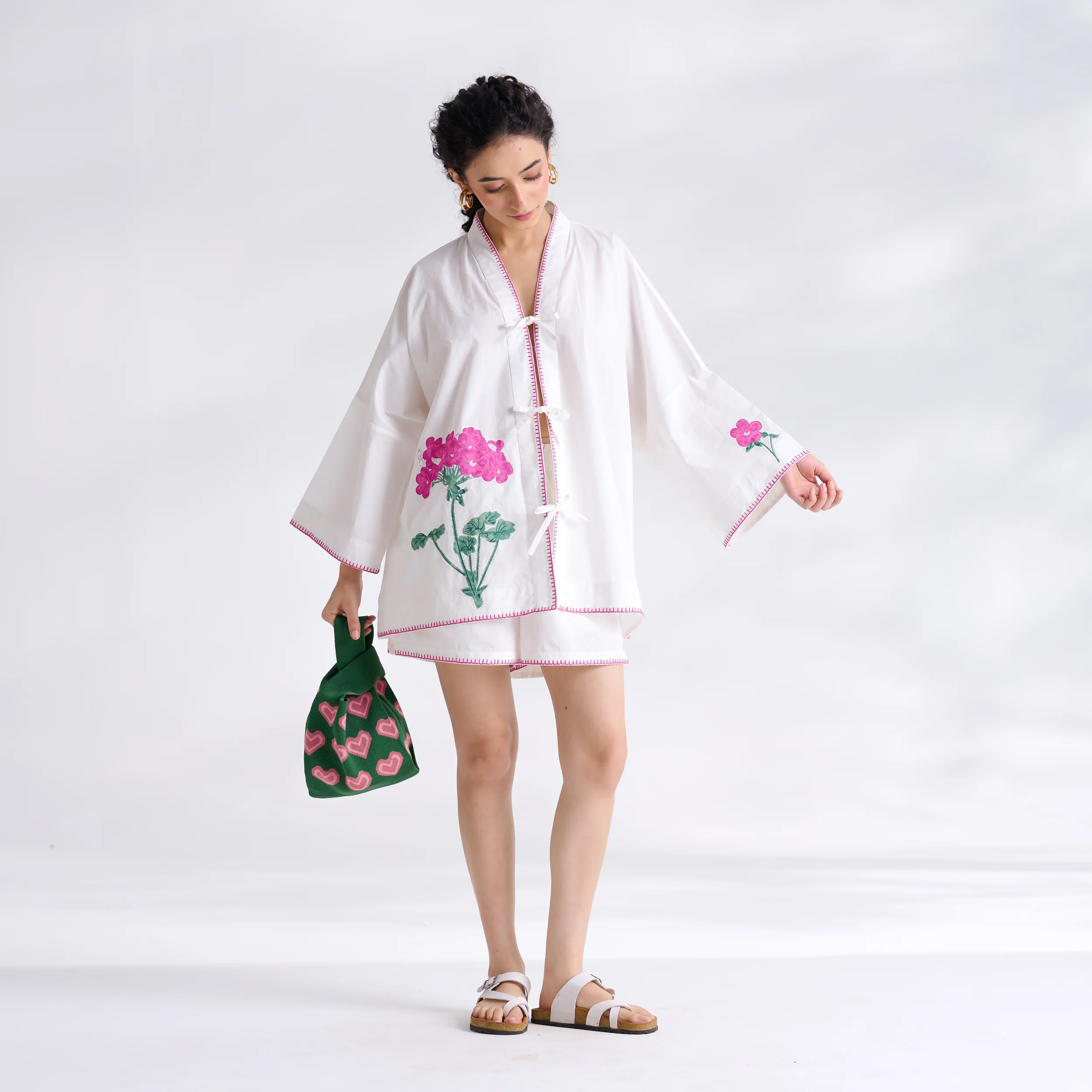 Petals on Cloud Embroidered Co-ord Set - Pink - Image 3