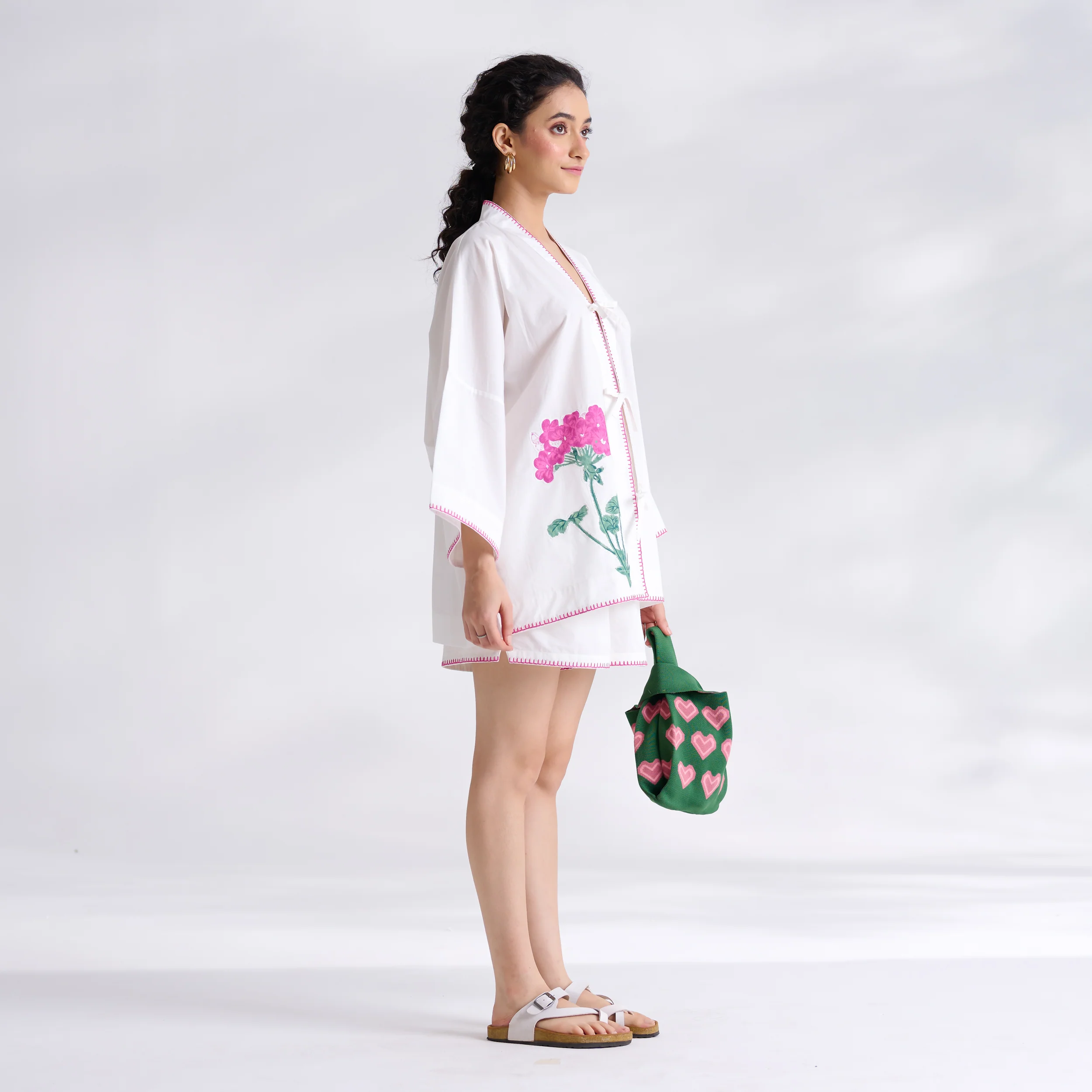 Petals on Cloud Embroidered Co-ord Set - Pink - Image 4