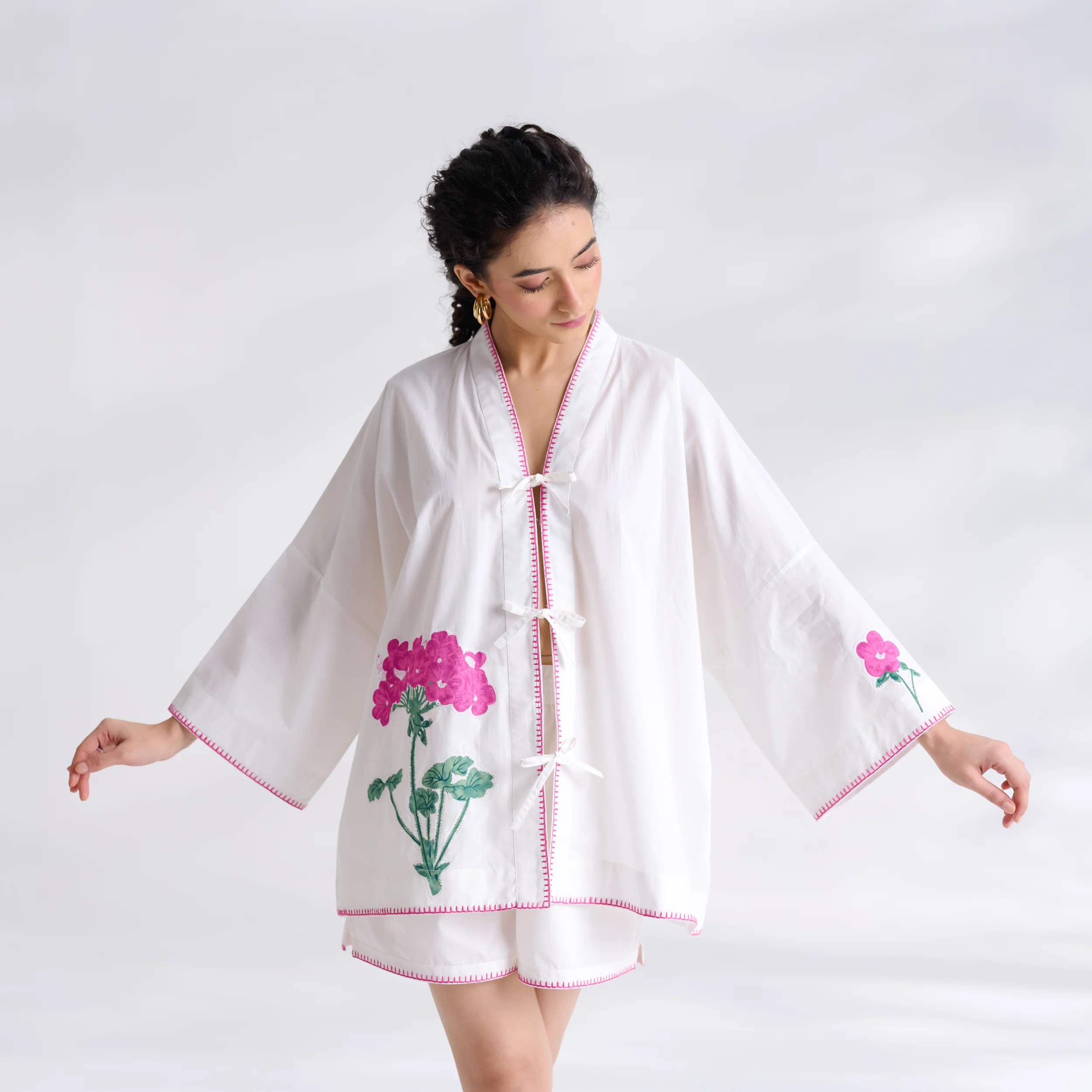 Petals on Cloud Embroidered Co-ord Set - Pink - Image 5