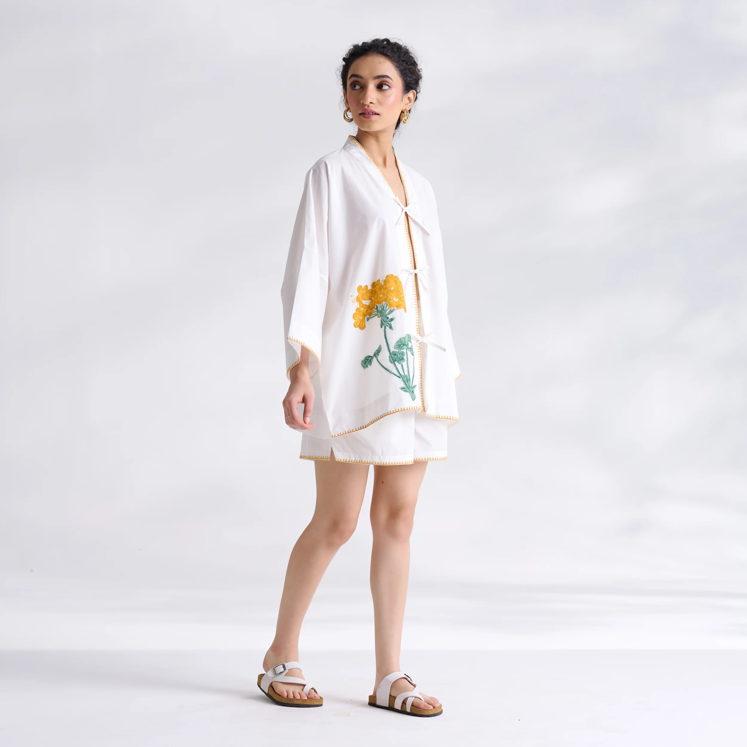 Petals on Cloud Embroidered Co-ord Set - Yellow - Image 5