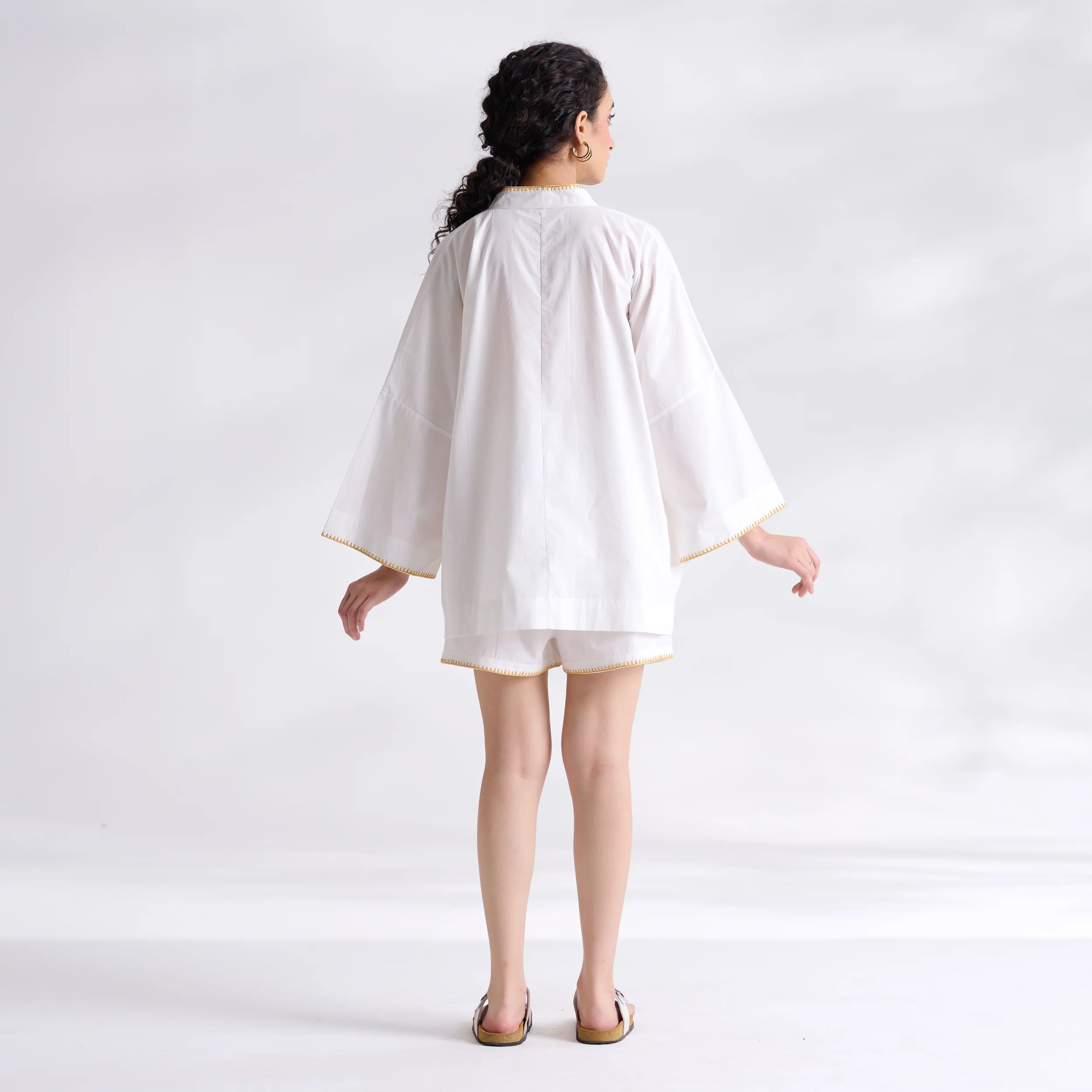 Petals on Cloud Embroidered Co-ord Set - Yellow - Image 6