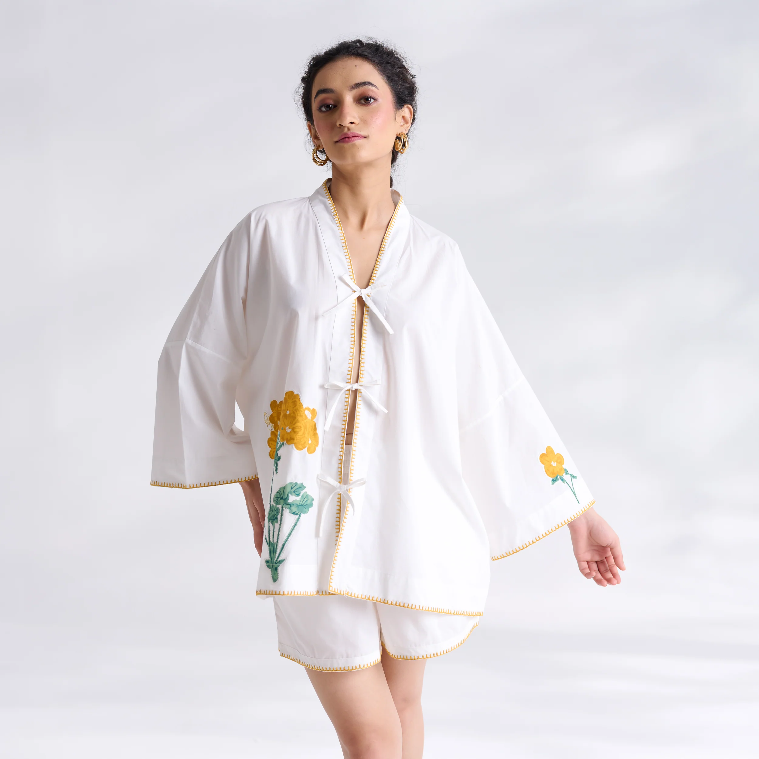Petals on Cloud Embroidered Co-ord Set - Yellow - Image 8