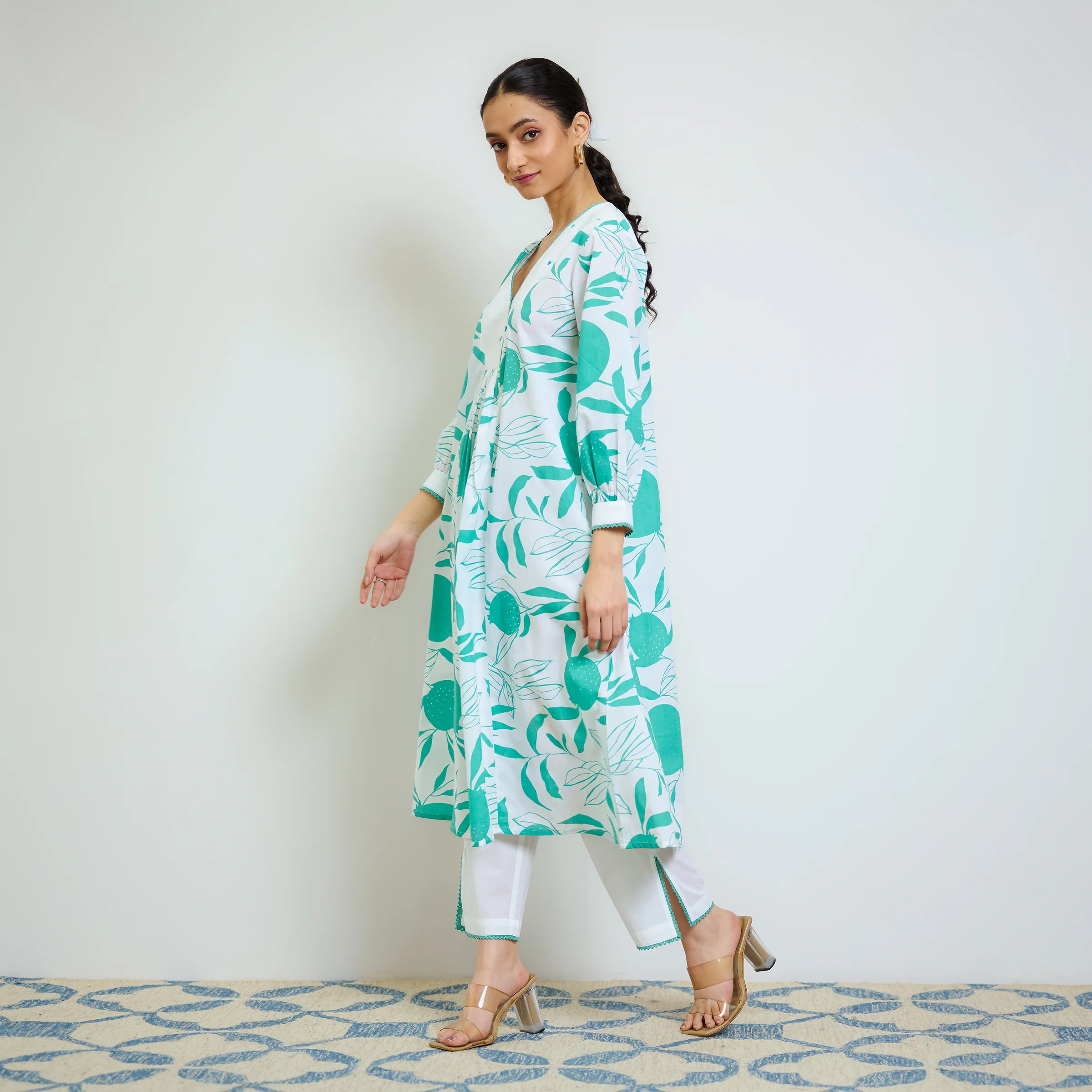 Phirozi Love is in the Air Cotton Kurta Set with Hand Embroidery Detail - Image 6