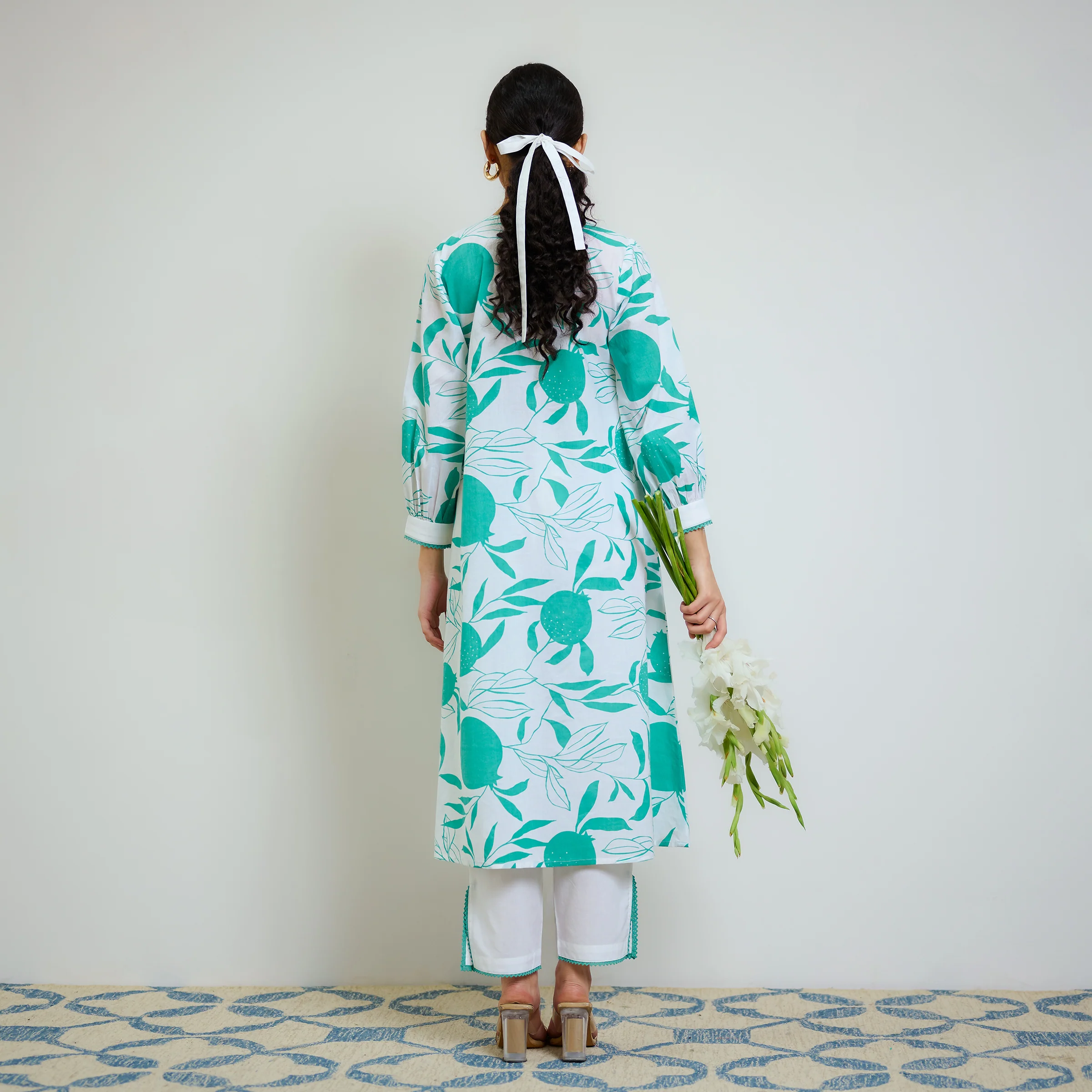Phirozi Love is in the Air Cotton Kurta Set with Hand Embroidery Detail - Image 8