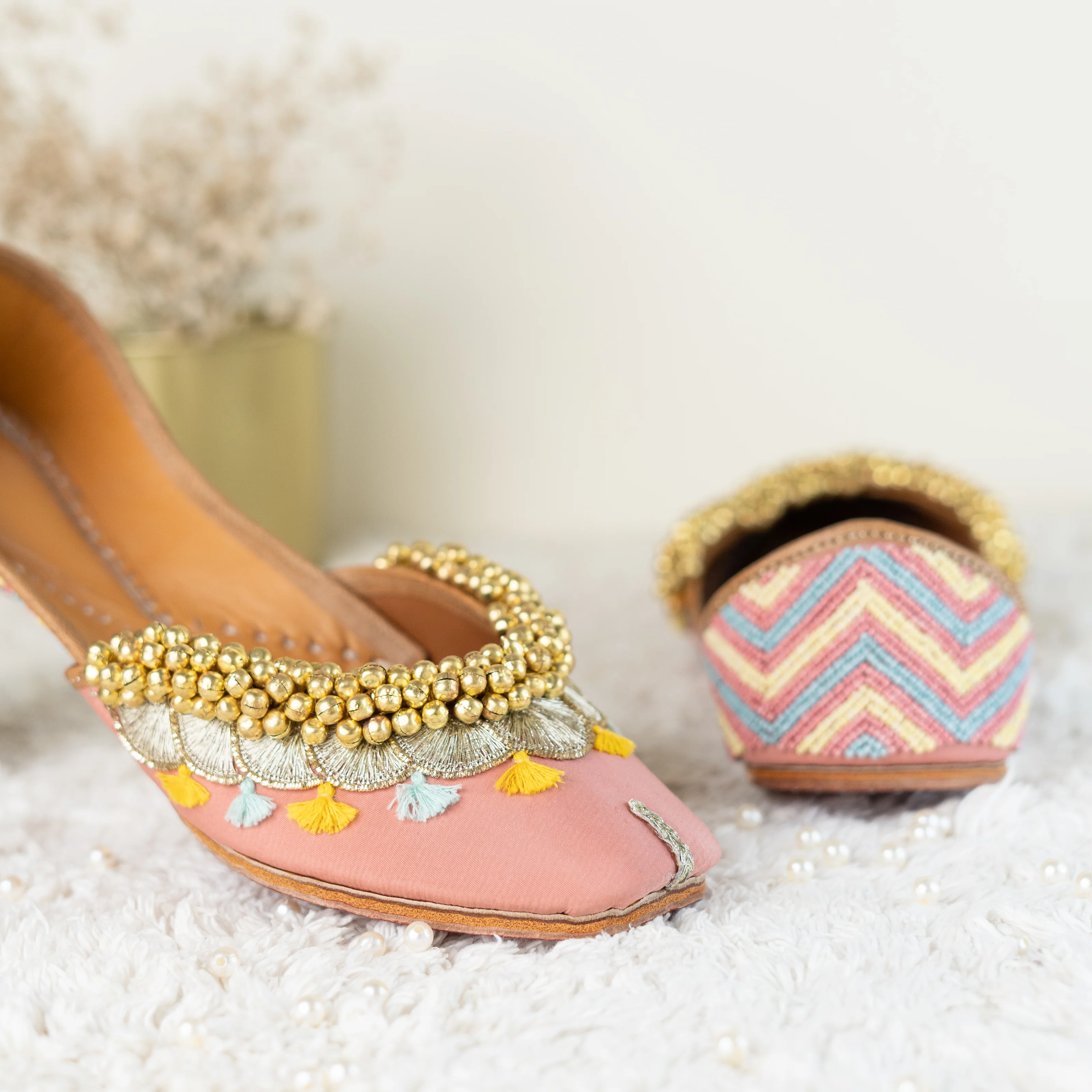 Pink Embroidered Ghungroo Jutti - Image 3