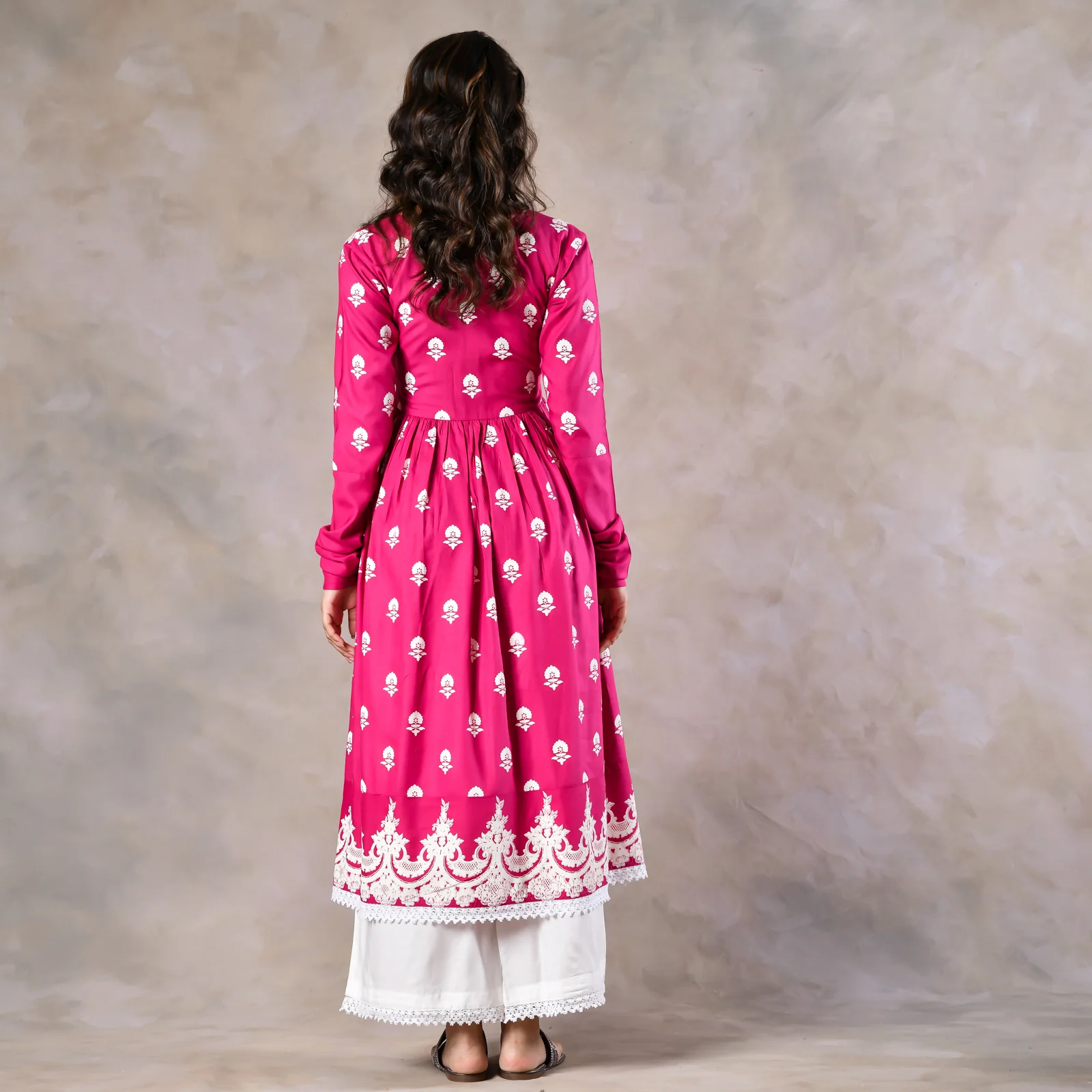 Pink Front Gathered Kurta Pant Co-ord Set - Image 14