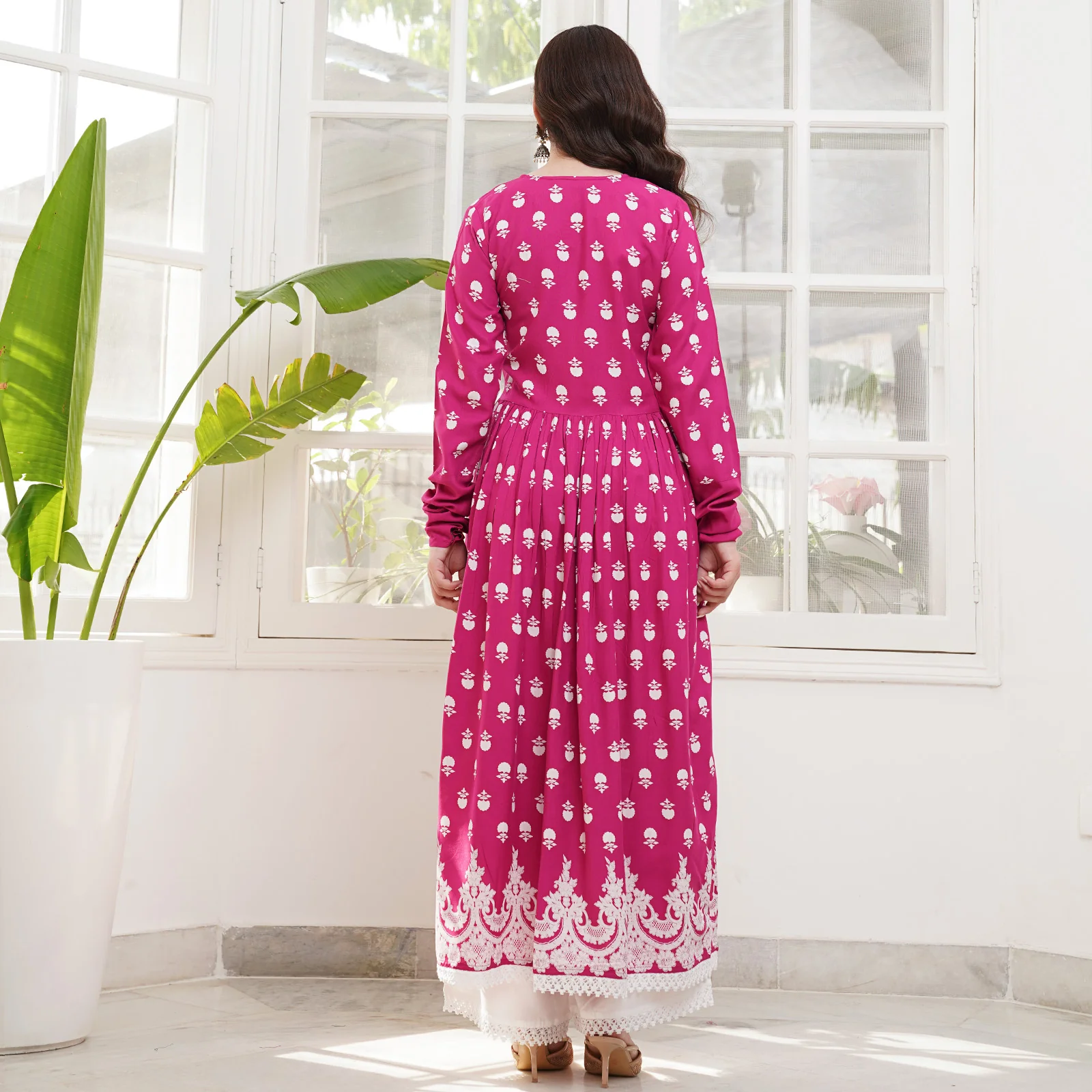 Pink Front Gathered Kurta Pant Co-ord Set - Image 7