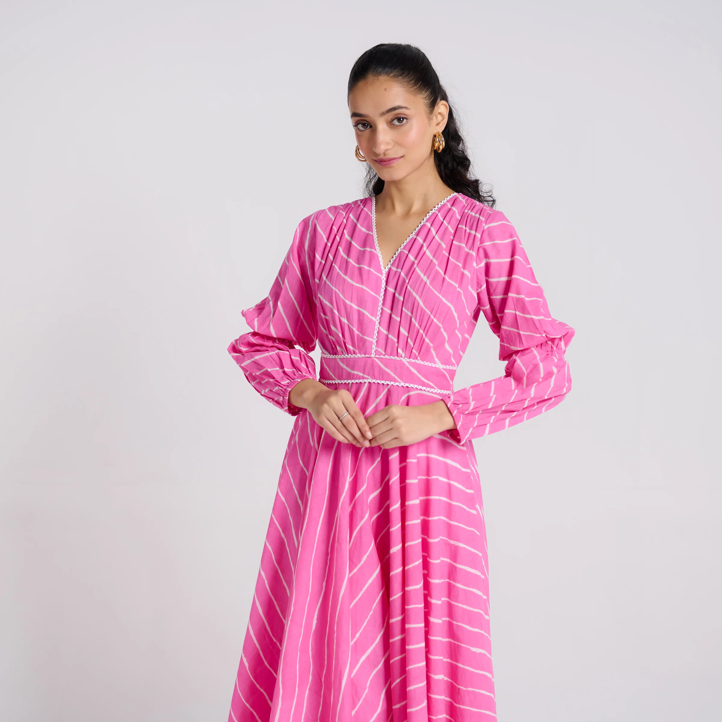 Pink Leheriya Pure Cotton Maxi Dress - Image 5