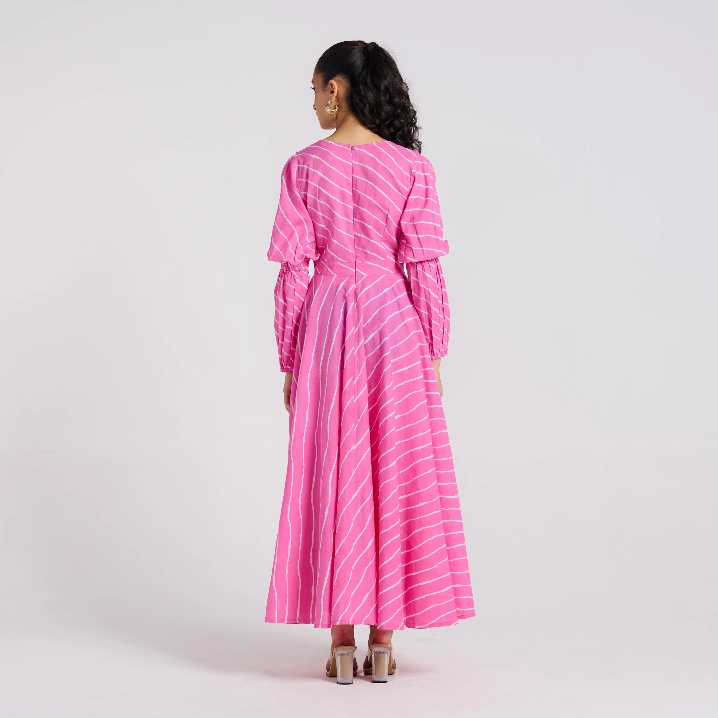 Pink Leheriya Pure Cotton Maxi Dress - Image 8