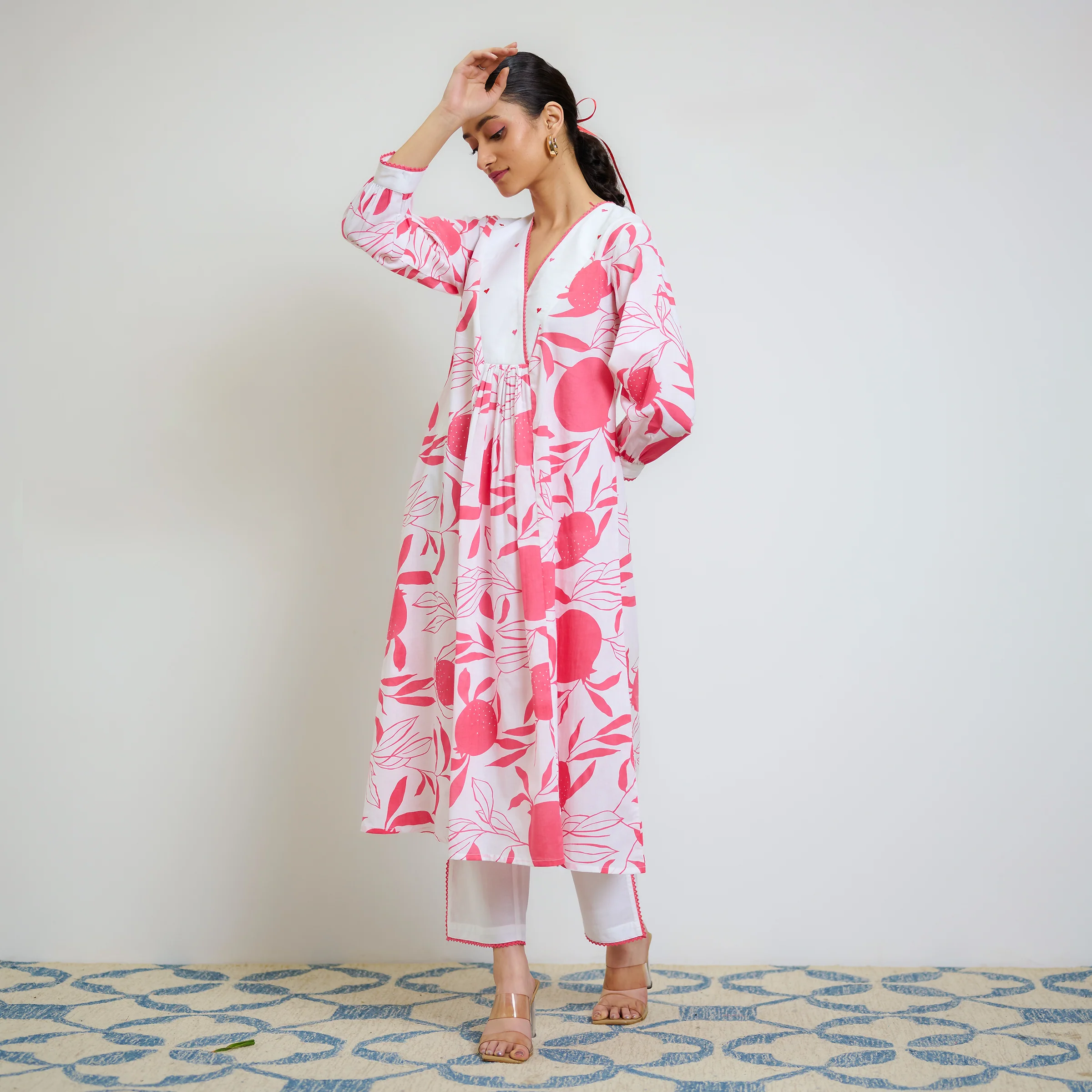 Pink Love is in the Air Cotton Kurta Set with Hand Embroidery Detail - Image 5