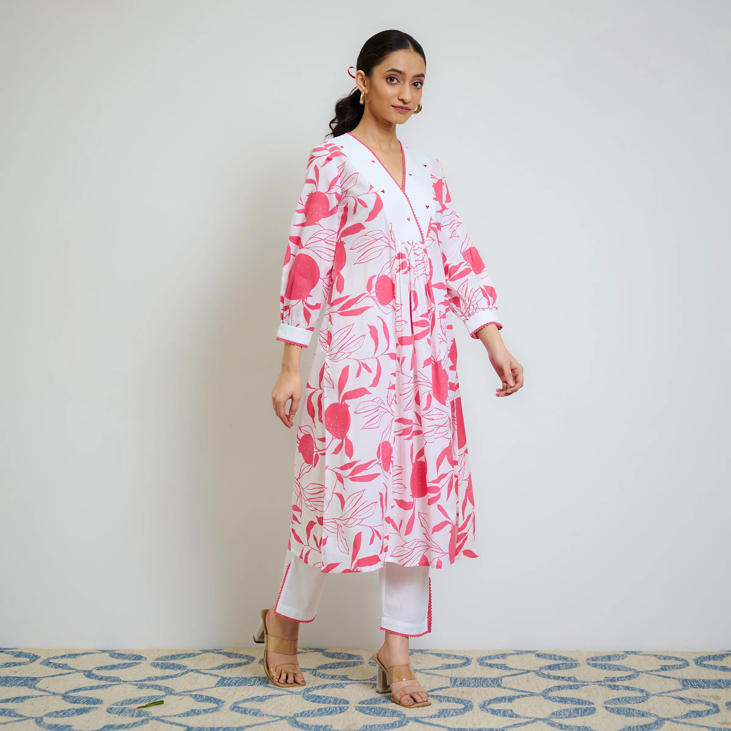 Pink Love is in the Air Cotton Kurta Set with Hand Embroidery Detail - Image 6