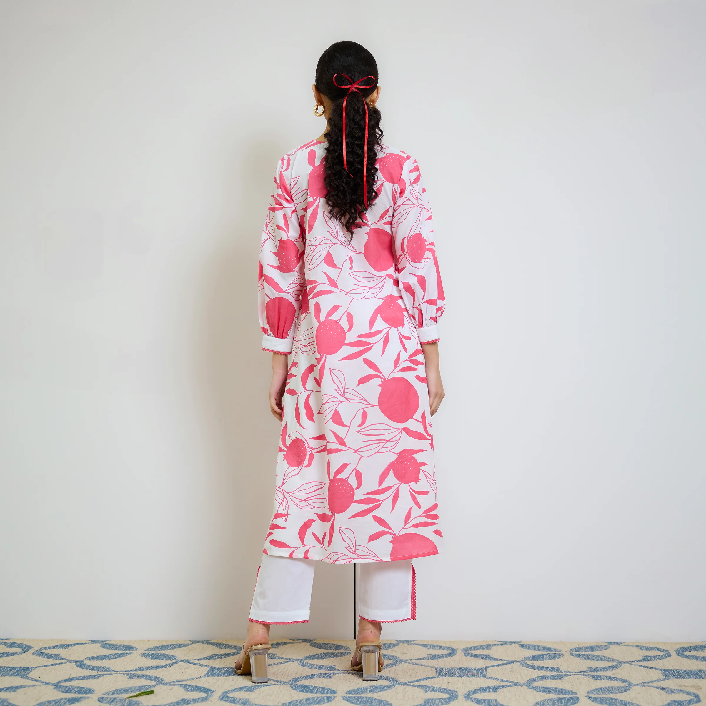 Pink Love is in the Air Cotton Kurta Set with Hand Embroidery Detail - Image 8