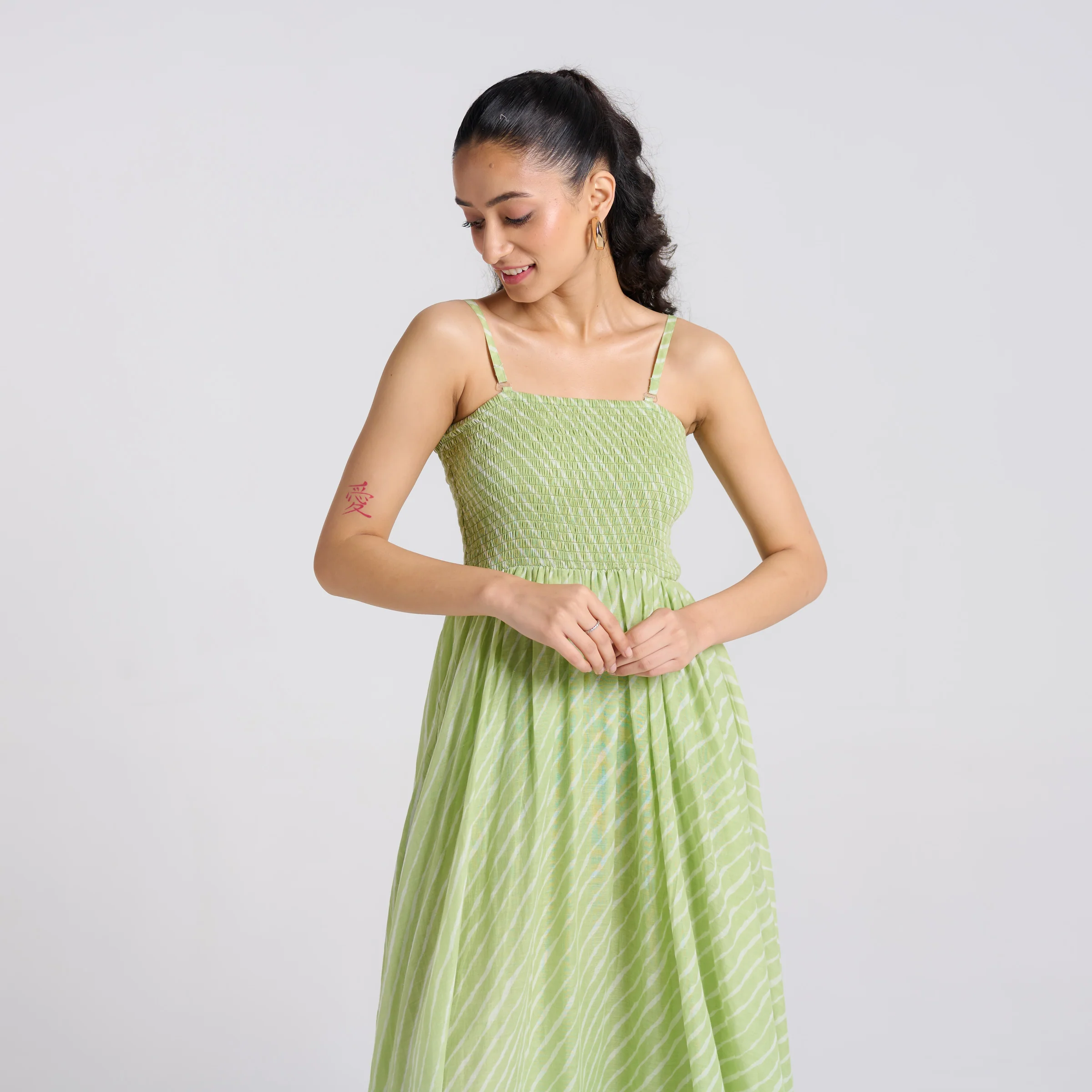 Pistachio Leheriya Mulmul Dress - Image 3