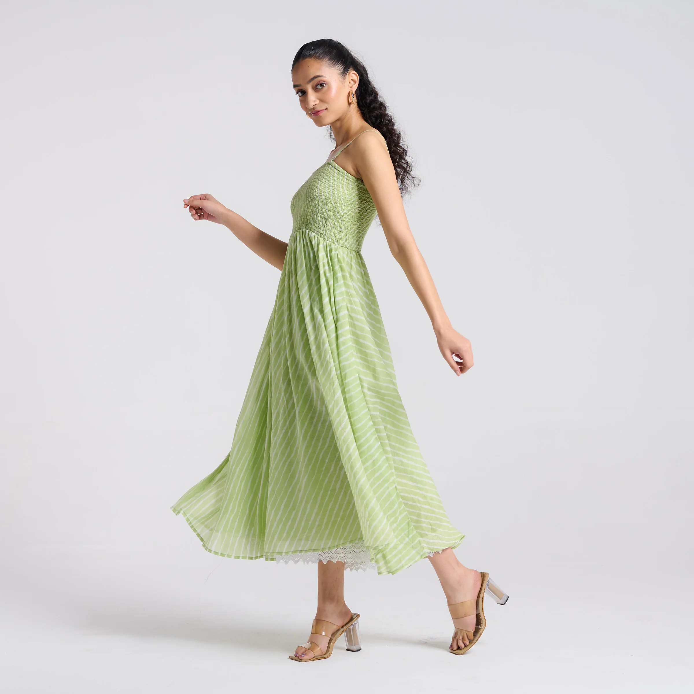 Pistachio Leheriya Mulmul Dress - Image 4