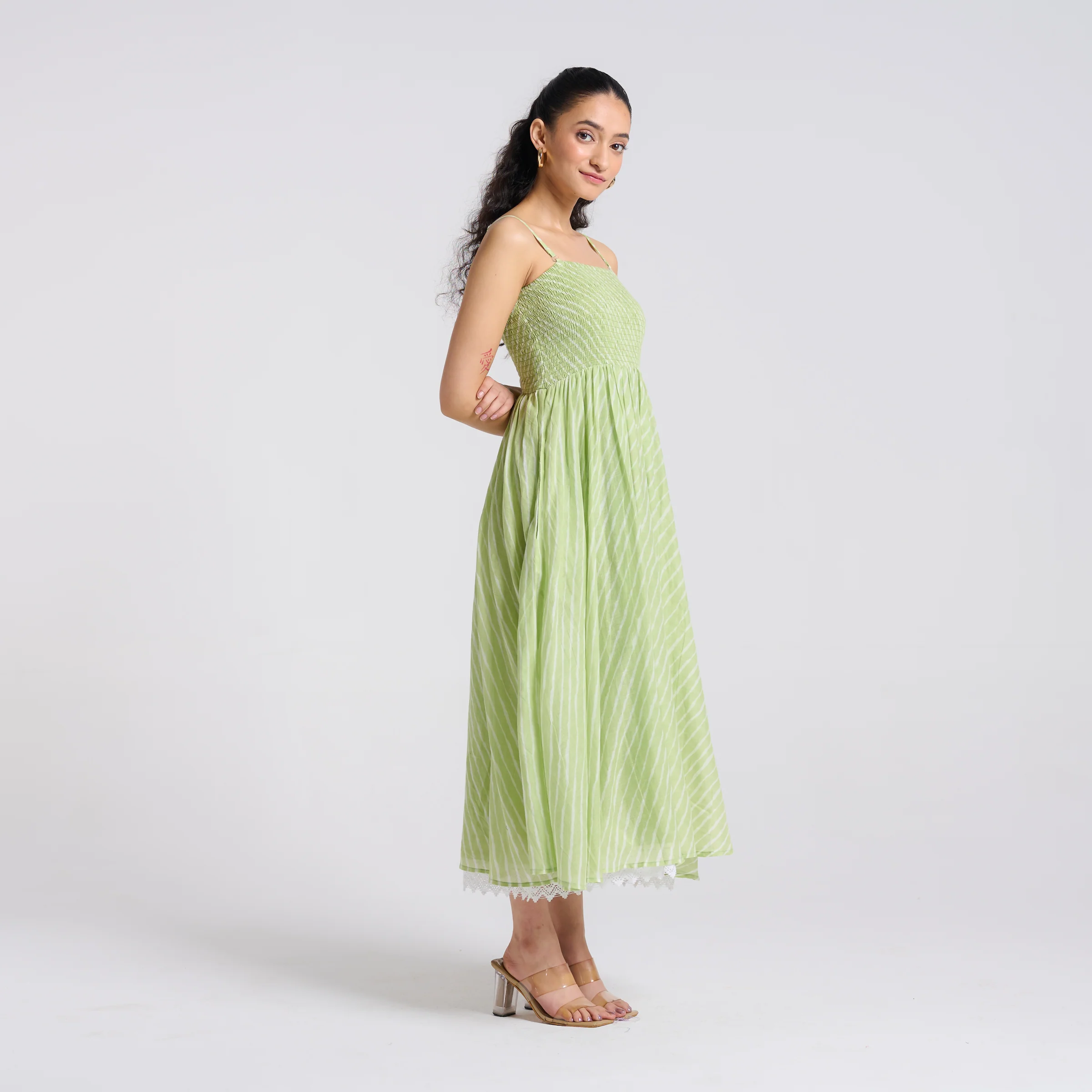 Pistachio Leheriya Mulmul Dress - Image 5